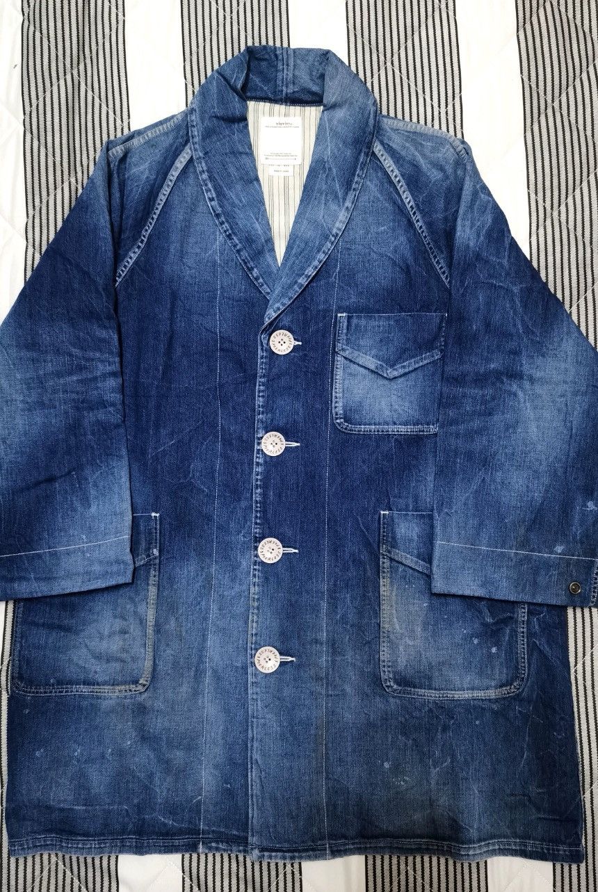 image of Visvimss Four Corners Coat Dry Hwlining Windbreaker Denim Co in Blue, Men's (Size Small)