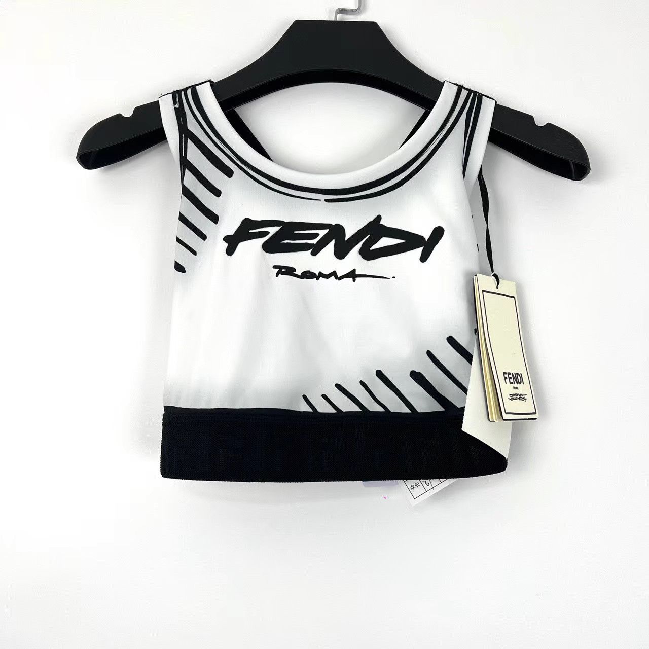 Fendi Fendi Black & White Script Logo Sports Tank K12 Size XS / US 0-2 / IT 36-38 - 1 Thumbnail