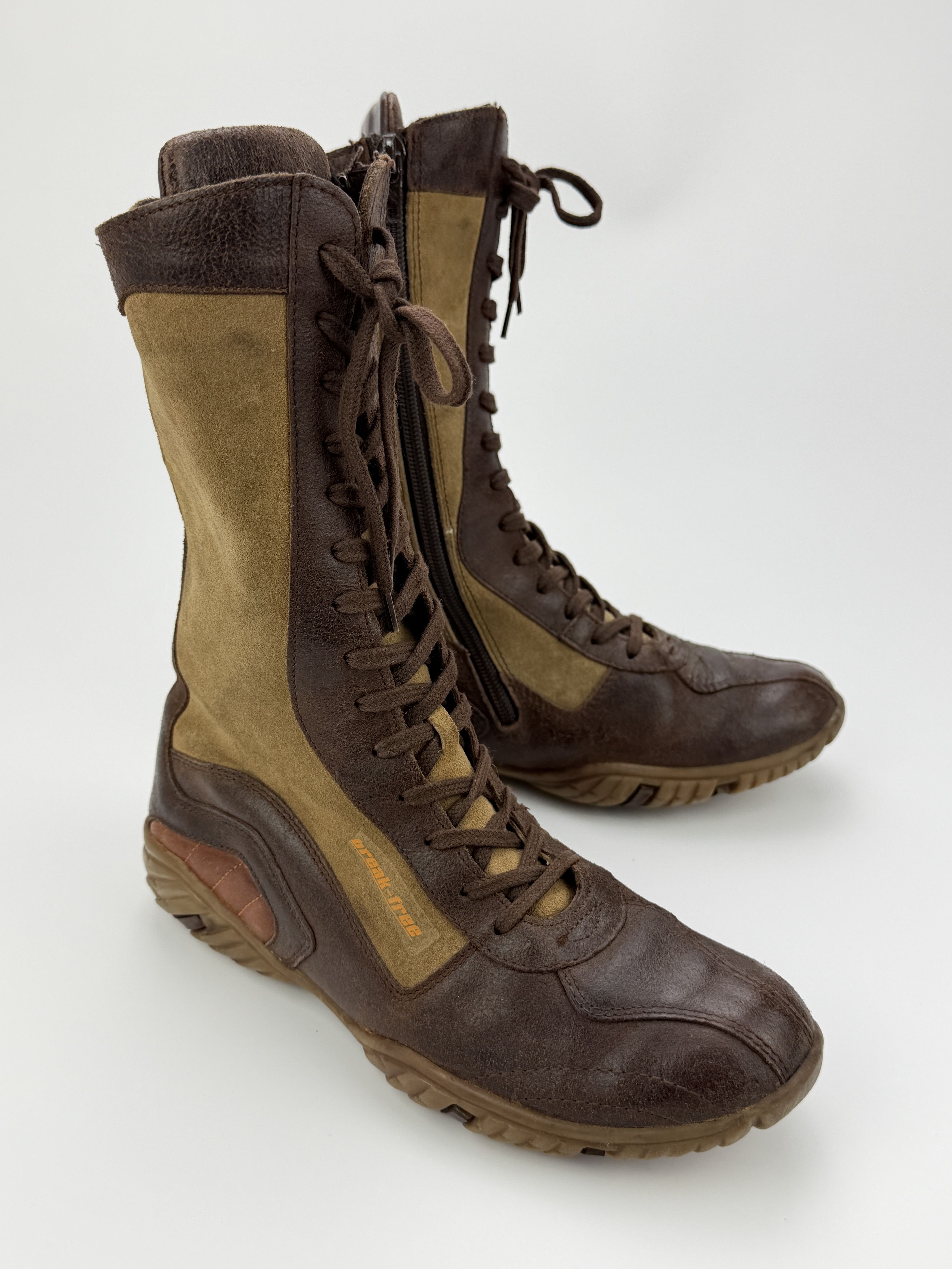 Vintage Vintage Y2K Lace Up Brown Leather Boots Avant Garde Size US 6 / IT 36 - 3 Thumbnail