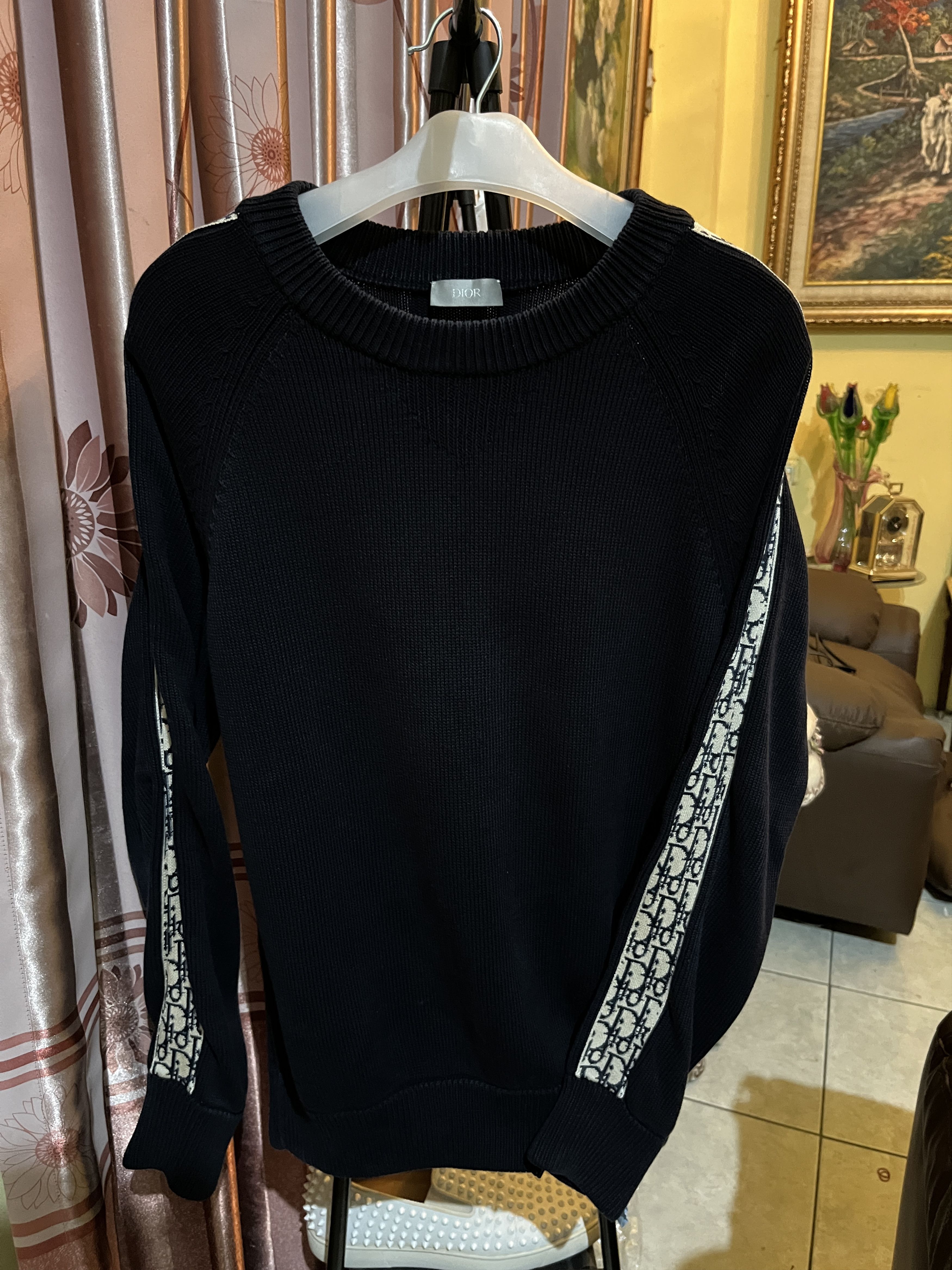 Dior Dior Oblique Inserts Deep Blue Cotton Jersey Sweater Size US M / EU 48-50 / 2 - 1 Thumbnail
