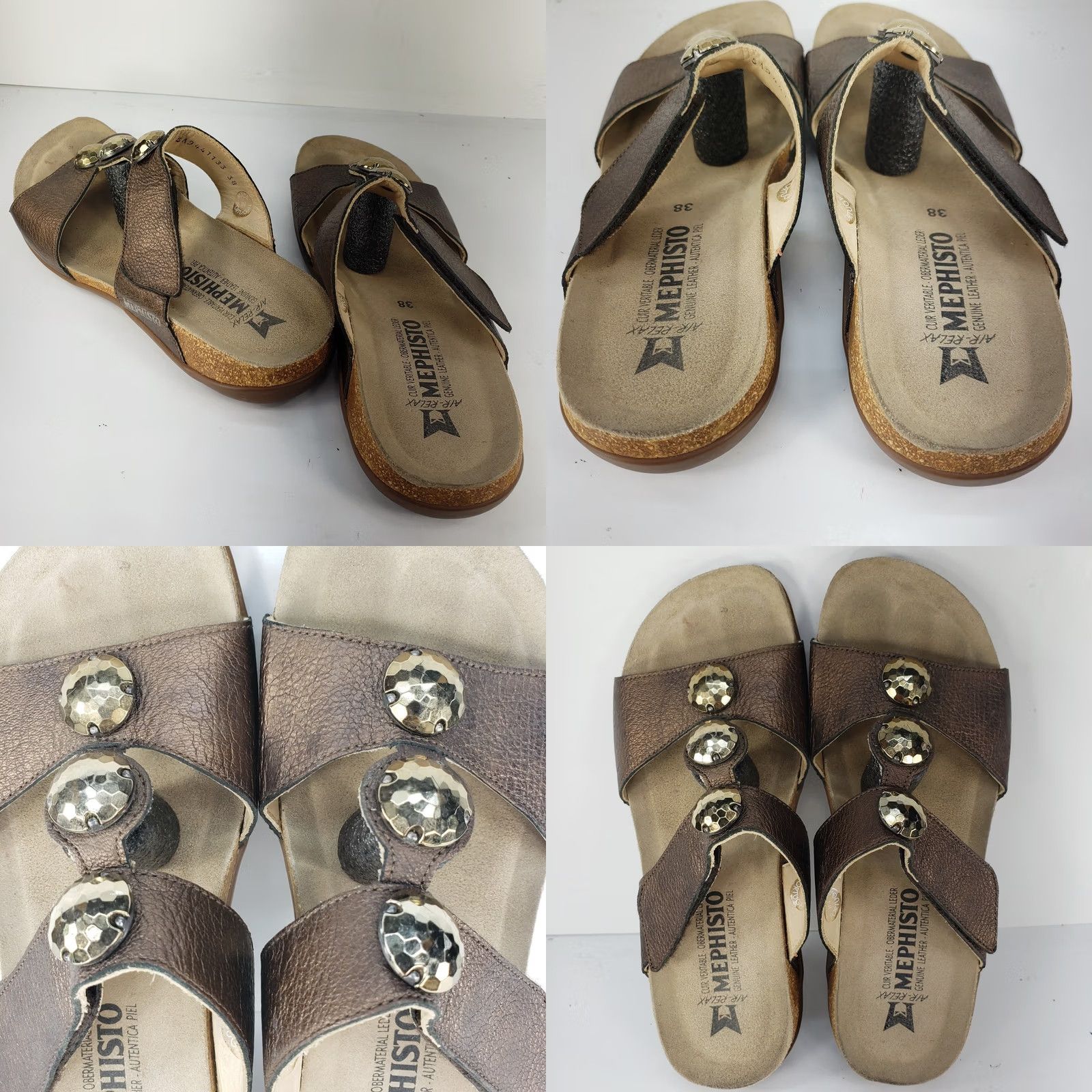 Mephisto Mephisto Sandals Strappy Jeweled Wedge Copper Women's US 7.5 EUR 38 Size US 8 / IT 38 - 8 Thumbnail