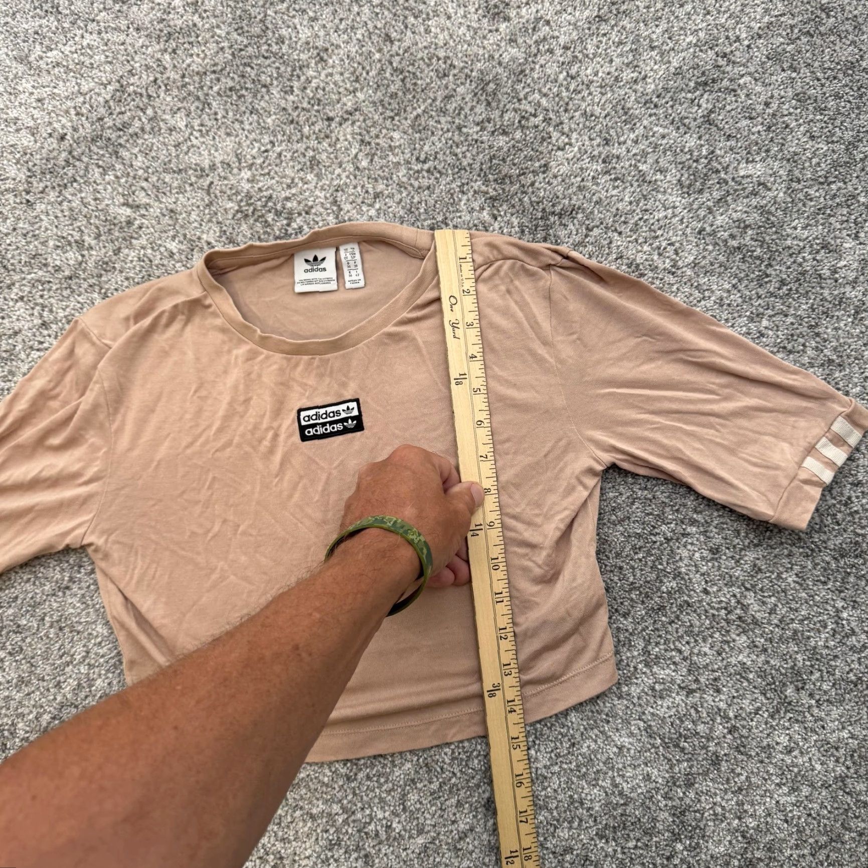 Adidas Adidas Shirt Womens Small Crop Top Trefoil Athletic Short Sleeve Shirt - Womens Cropped Tee, Tan/Beige, 90s-Now Style Size S / US 4 / IT 40 - 2 Thumbnail