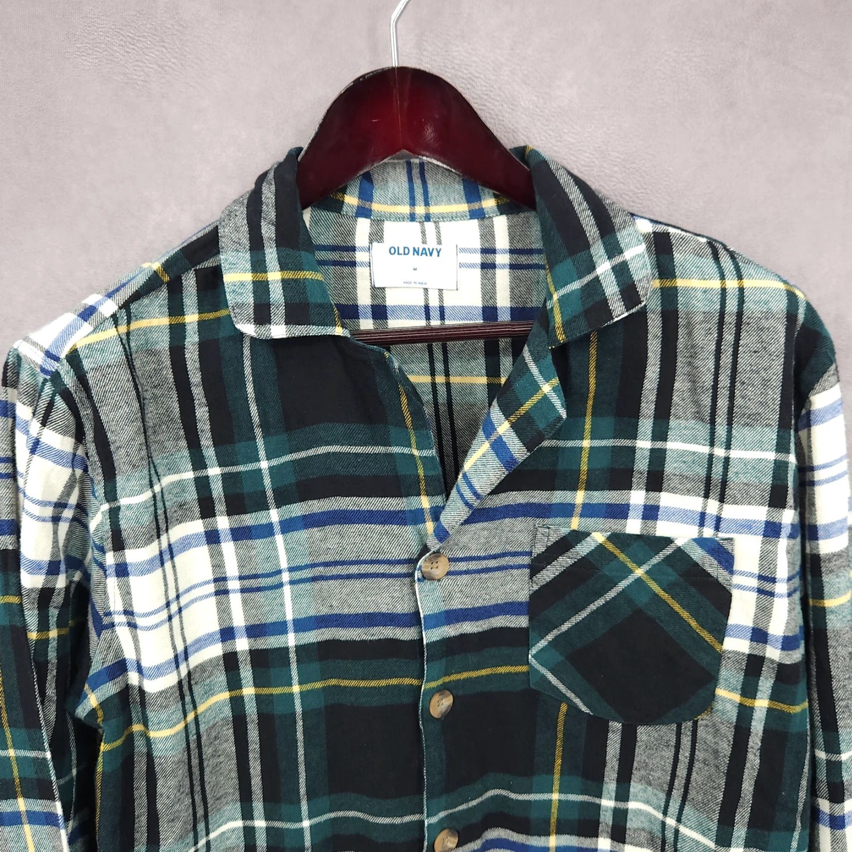 Old Navy Old Navy Pajama Top Shirt Womens Medium Flannel Plaid Green Cotton Button Up Long Sleeve Shirt Womens Medium Green Plaid Flannel Pajama Top Size M / US 6-8 / IT 42-44 - 3 Thumbnail