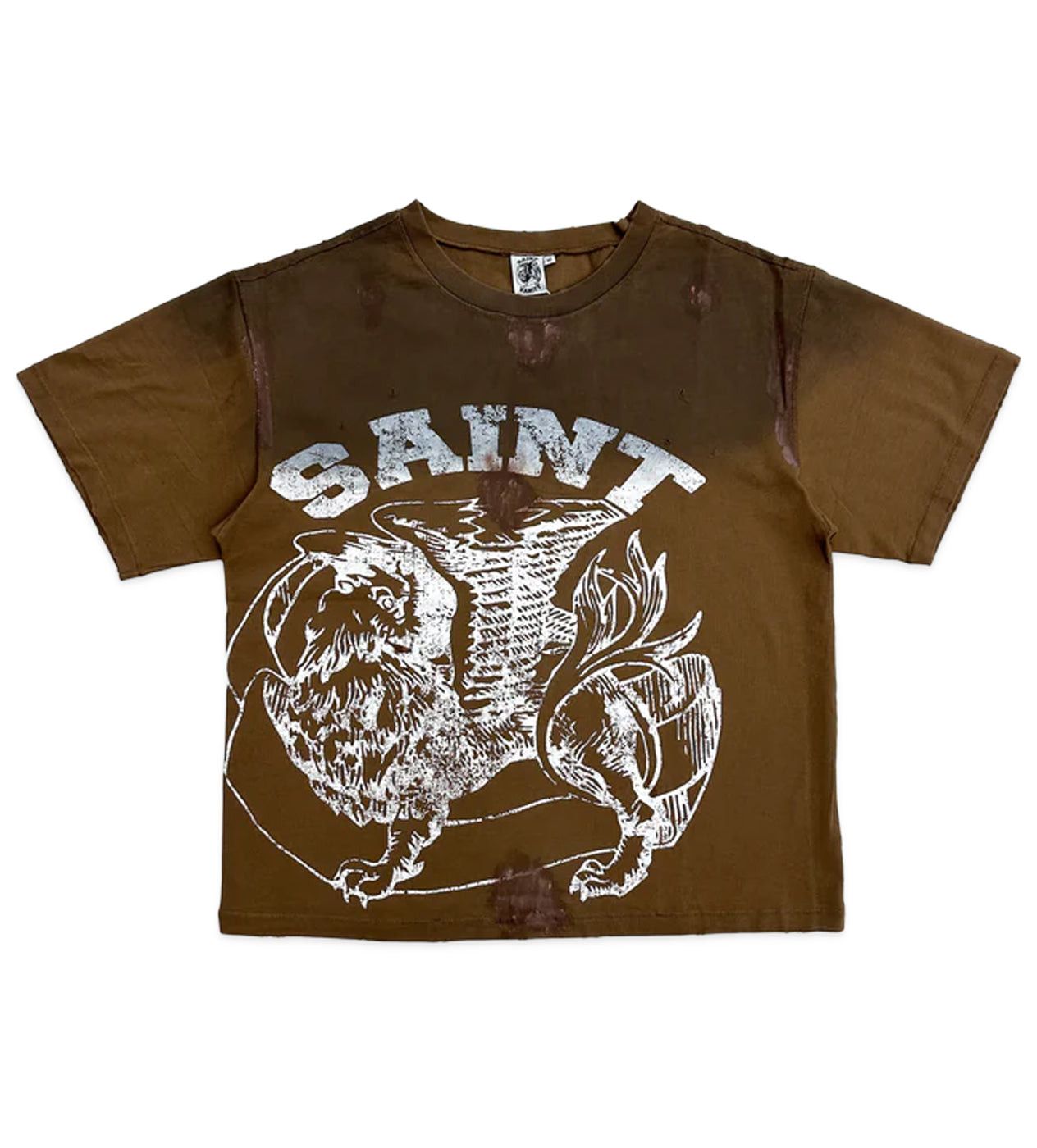 Saint Vanity Griffin Tee Distressed Washed Brown Size US XXL / EU 58 / 5 - 1 Preview