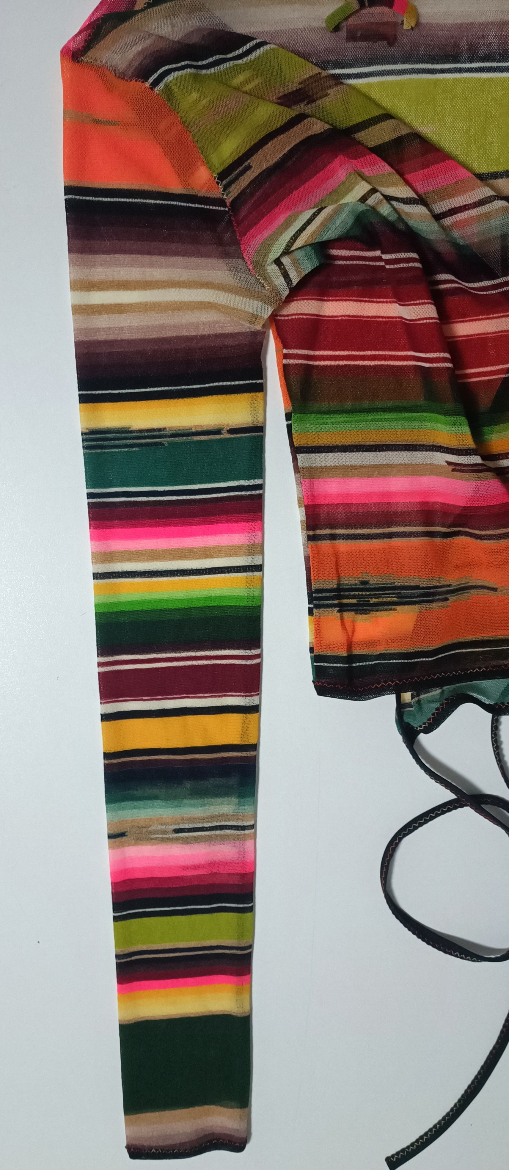 Jean Paul Gaultier SS2005 - Multicolor stripes mesh Crop top Size XS / US 0-2 / IT 36-38 - 20 Thumbnail