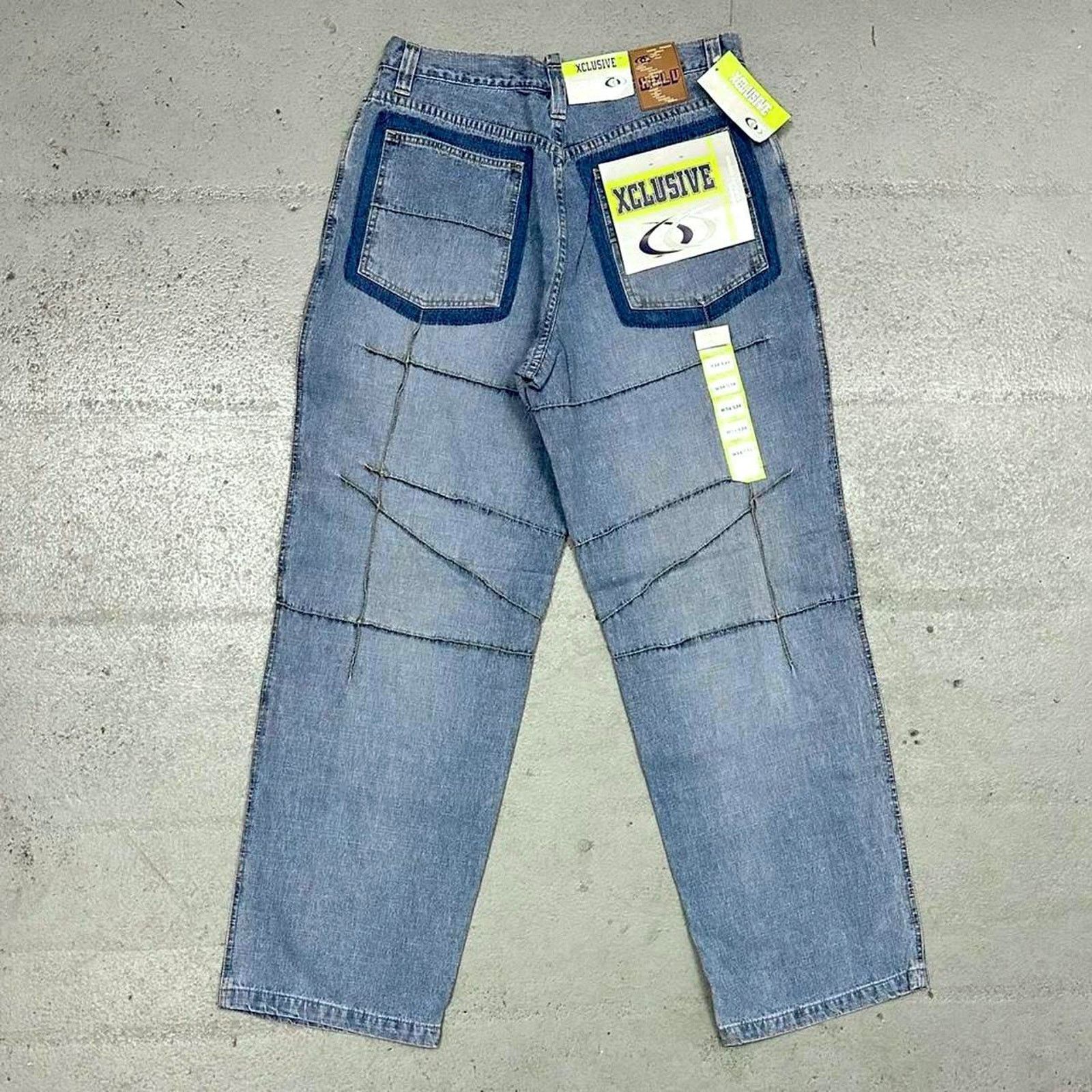 Vintage Vintage baggy y2k xclusive light blue unique embroidered Size US 34 / EU 50 - 1 Thumbnail
