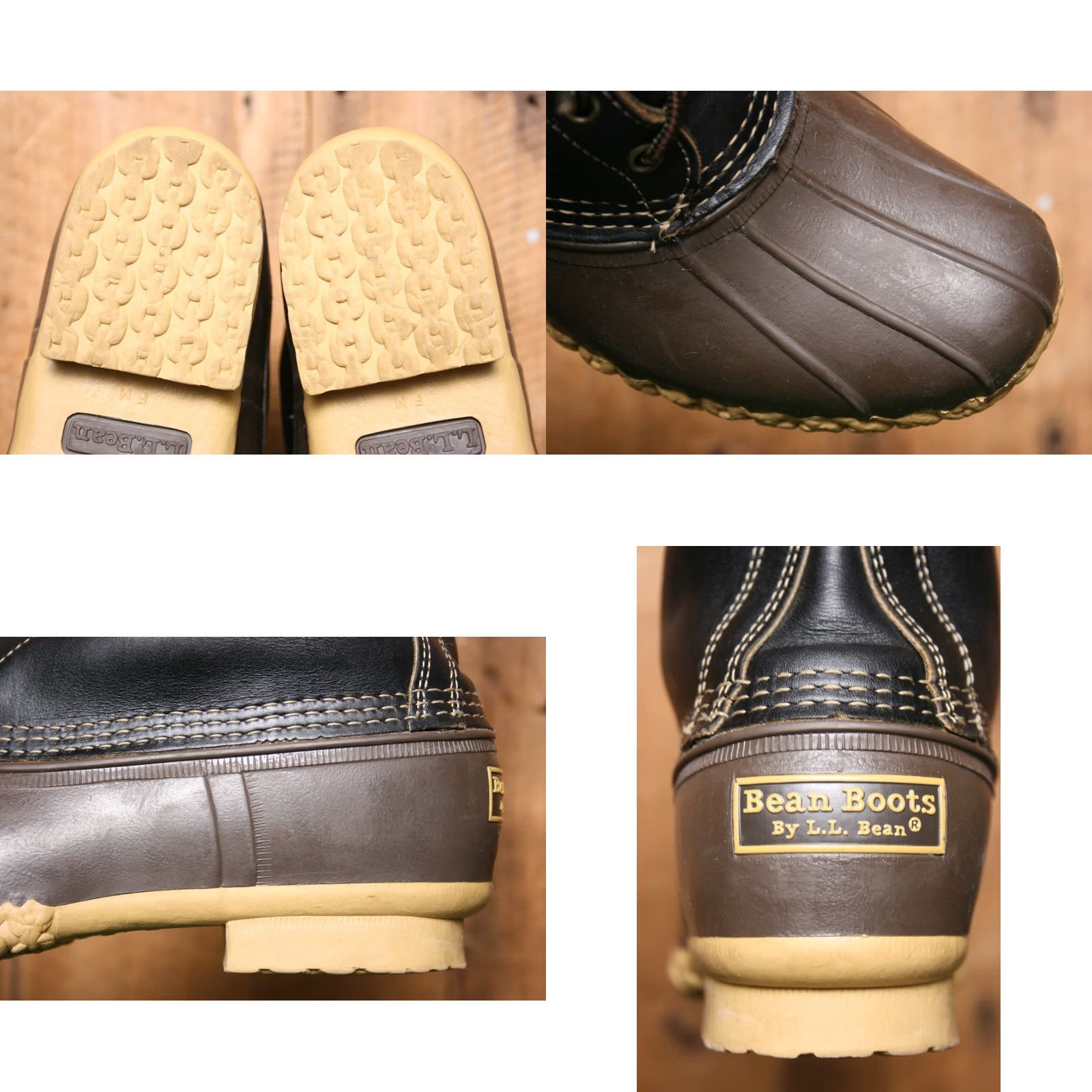 Vintage L.L. Bean Duck Boots 10" Brown Rubber Black Leather 8-Eye Unlined Women's 10M Shoes Boots Size US 10 / IT 40 - 8 Thumbnail