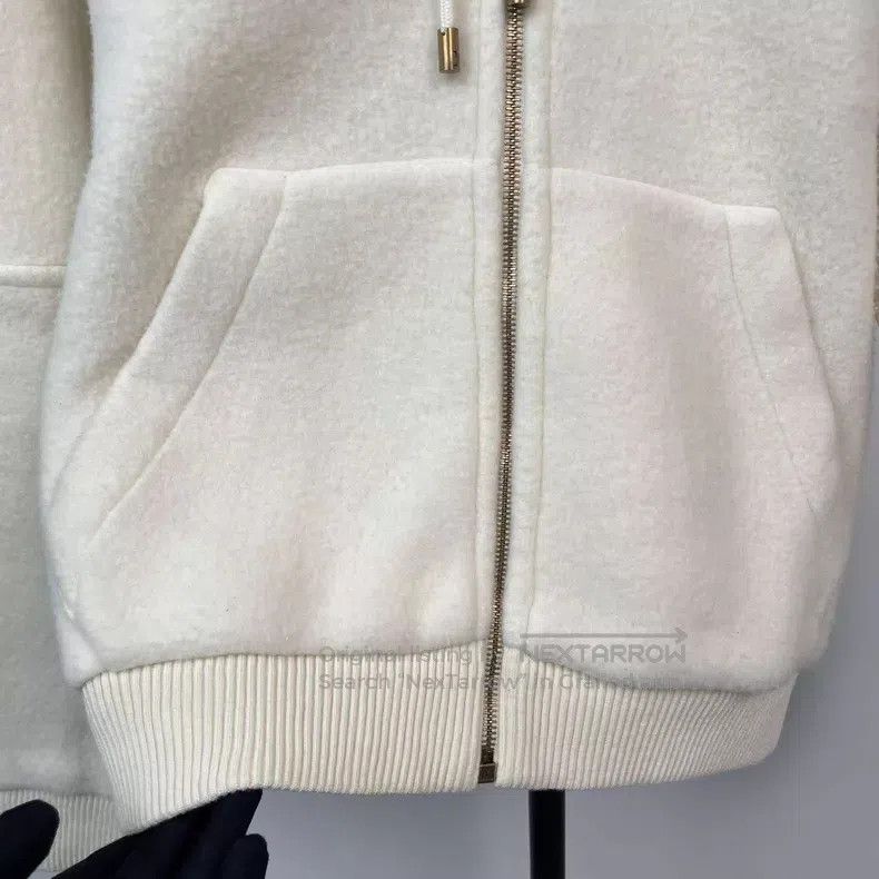 Louis Vuitton Louis Vuitton Cream-Embossed LV Hooded Zip Cashmere Jacket Size US S / EU 44-46 / 1 - 4 Thumbnail
