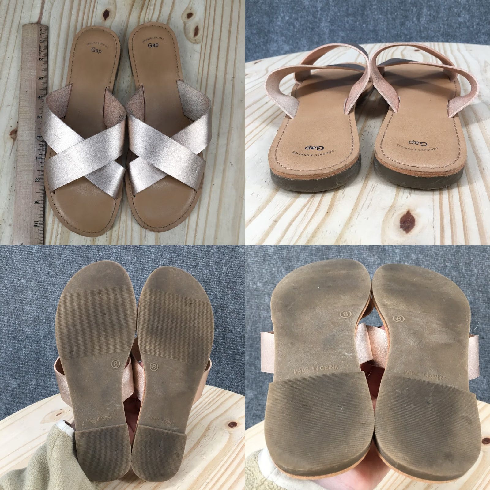 Gap Gap Sandal Womens 8 Beige Criss Cross Slide Open Toe Casual Comfort Leather Size US 8 / IT 38 - 8 Thumbnail