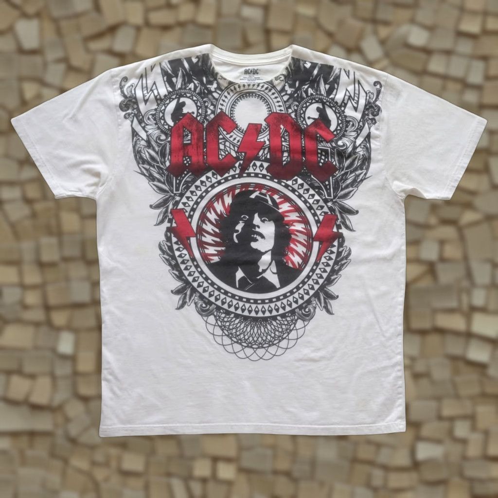 Etro VINTAGE ACDC T-SHIRT White Graphic Print 90s Rock Mens XL Size US XL / EU 56 / 4 - 1 Thumbnail