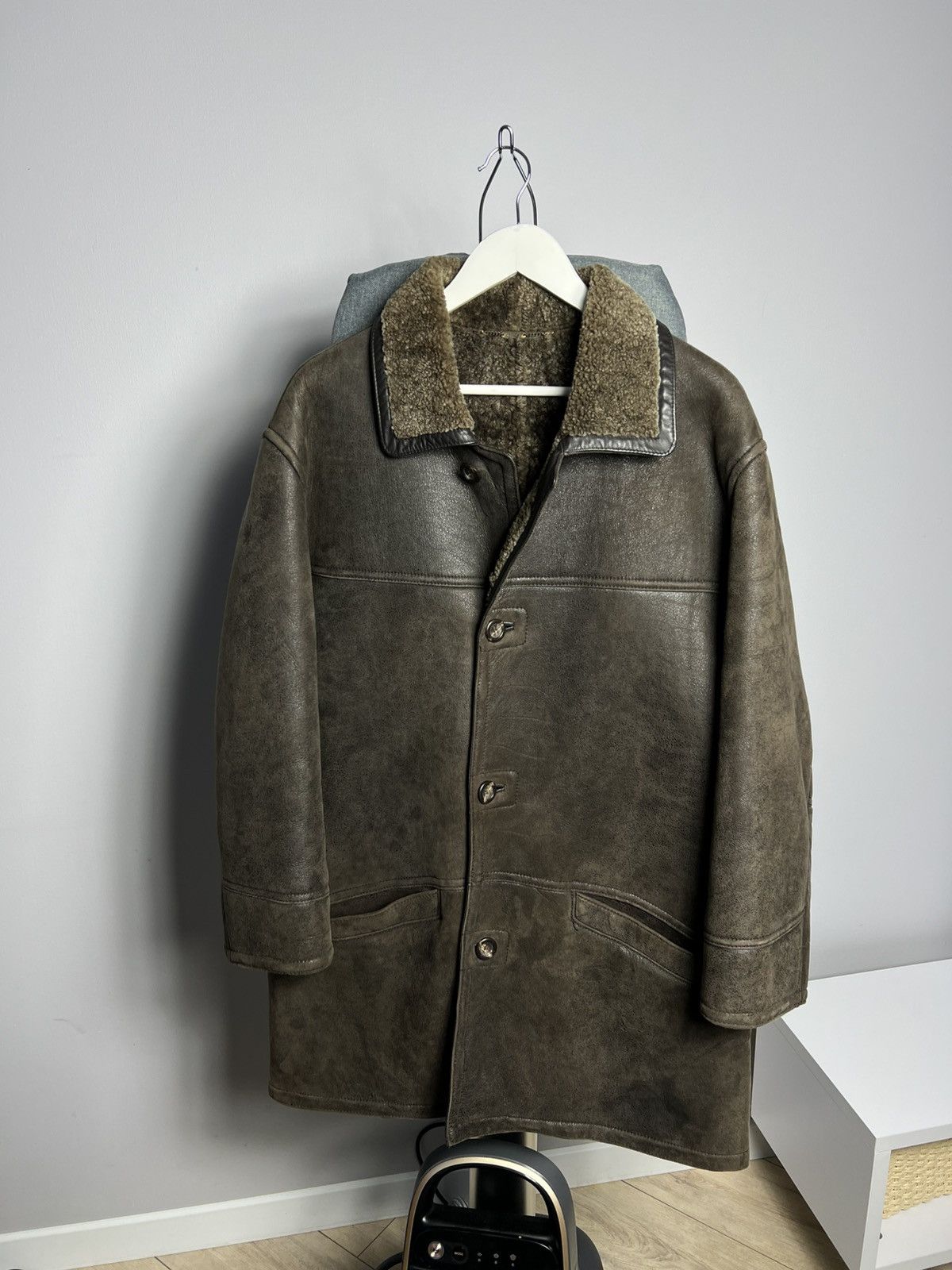 Vintage CHRIST Shearling Leather Coat Brown Sheepskin Jacket