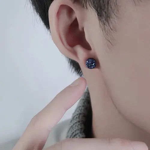 Diamond Earrings x Jewelry New Design Earrings One Pairs Chrome Jewelry in Silver, Men's
