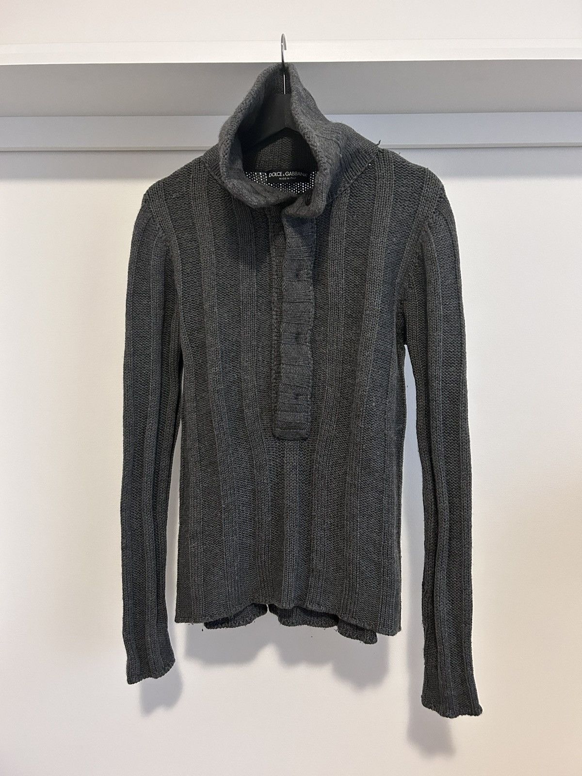 Dolce & Gabbana Dolce&Gabbana Archive Hidden Button-Up High Neck Wool Jumper Size US M / EU 48-50 / 2 - 2 Thumbnail