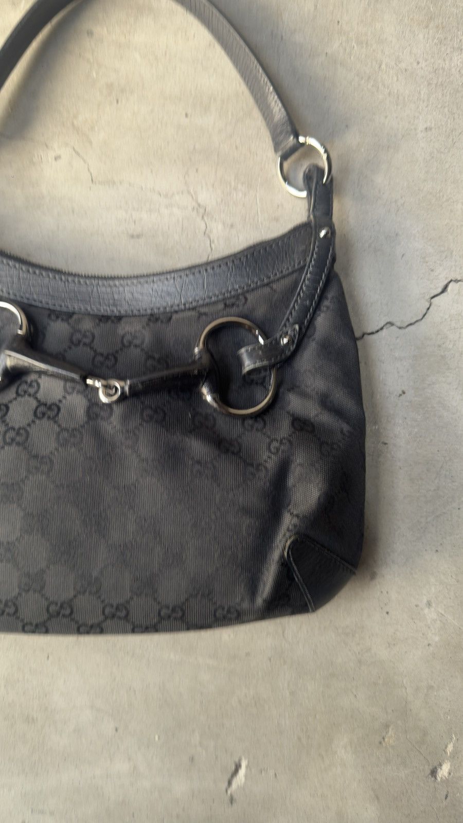 Gucci Gucci Black GG Canvas Horsebit Hobo Bag Size ONE SIZE - 4 Thumbnail