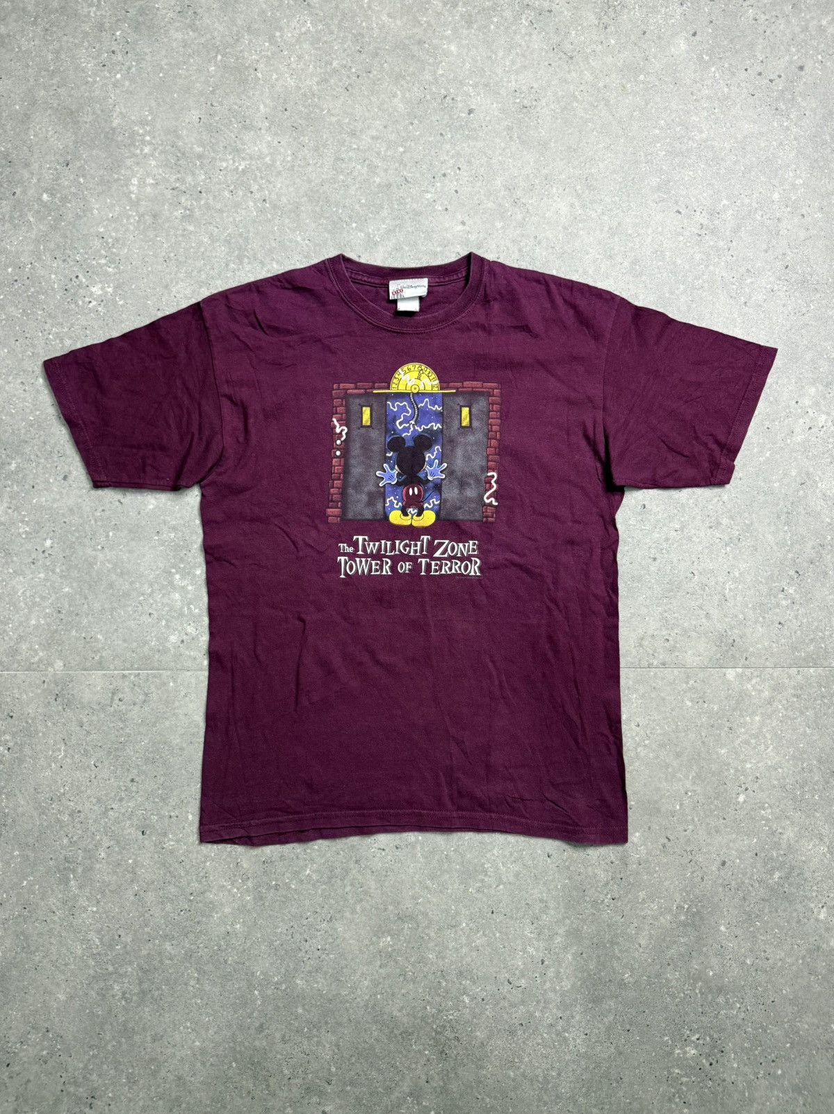 Disney Vintage Disney Tower of Terror Mickey Mouse Tee Burgundy Y2K Size US M / EU 48-50 / 2 - 1 Thumbnail