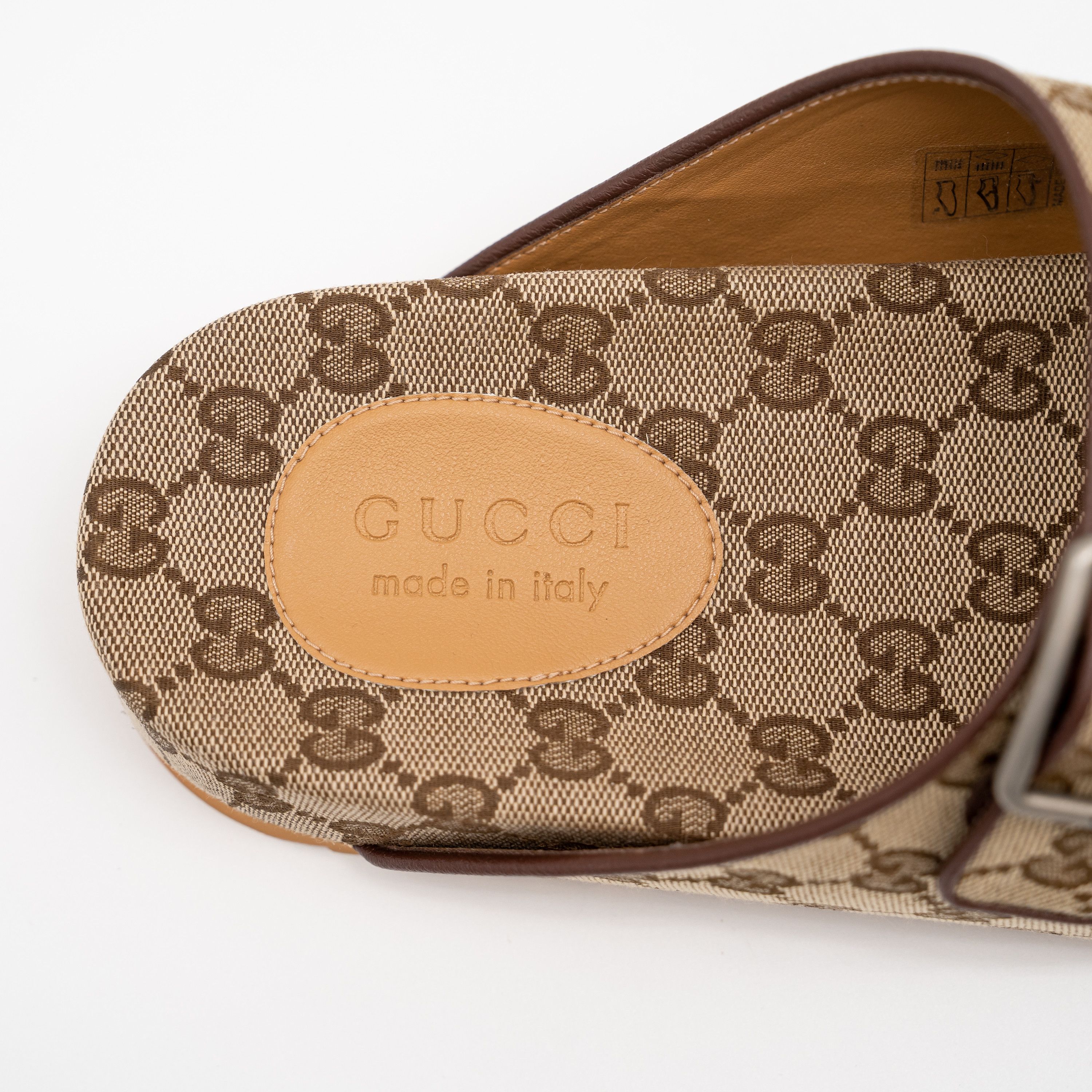 Gucci 11G 11.5 US Gucci GG Canvas Slide Sandals Straps Beige Brown Size US 11.5 / EU 44-45 - 9 Thumbnail