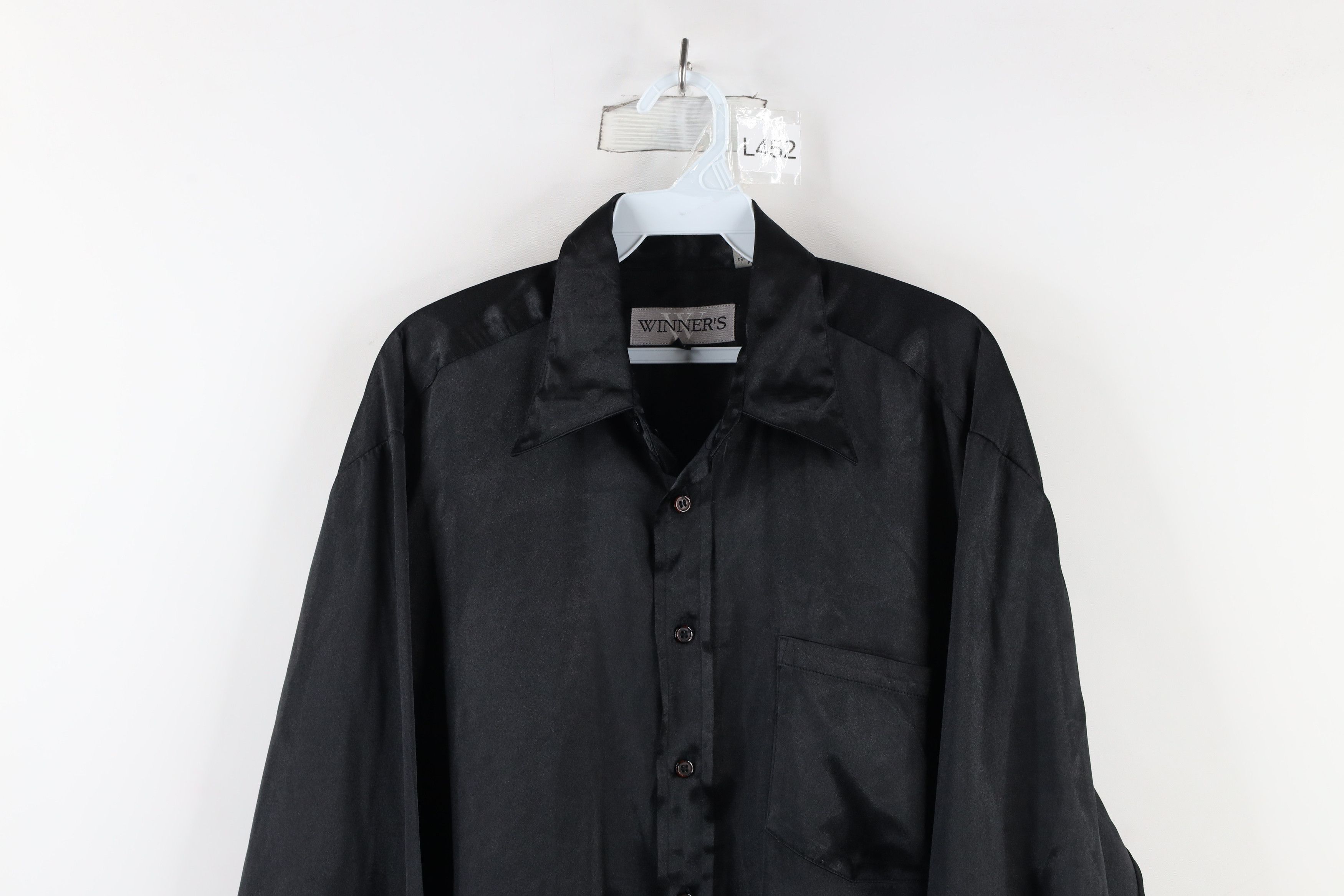 Vintage Vintage 90s Streetwear Polyester Collared Button Shirt Black Size US M / EU 48-50 / 2 - 2 Thumbnail