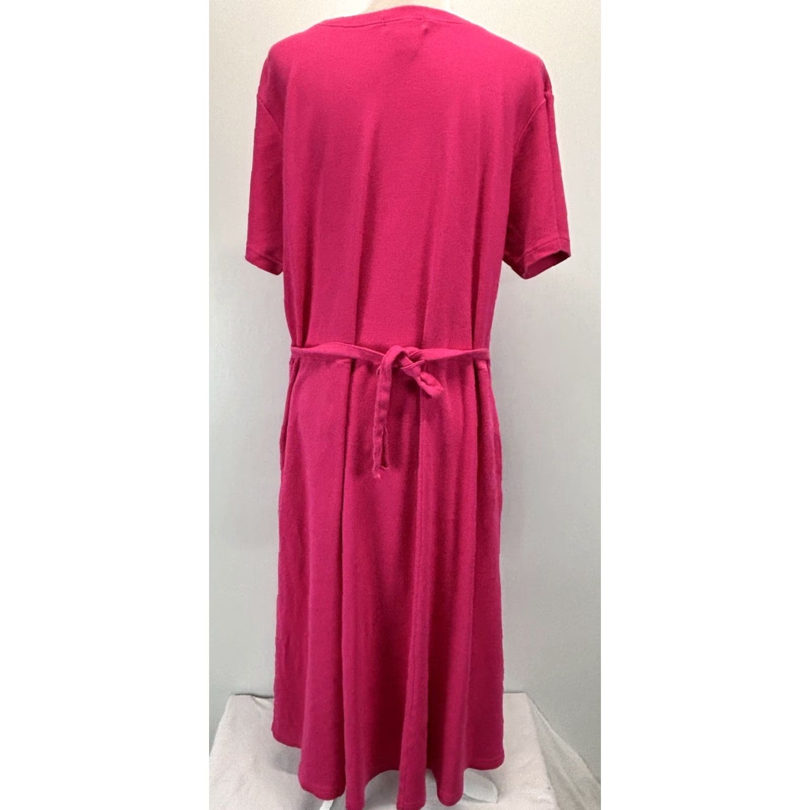 Vintage VINTAGE Bryn Connelly Midi Dress Shirt Dress 3X Plus Pink Tie Back Pockets Comfort Womens Size XXL / US 16-18 / IT 52-54 - 3 Thumbnail