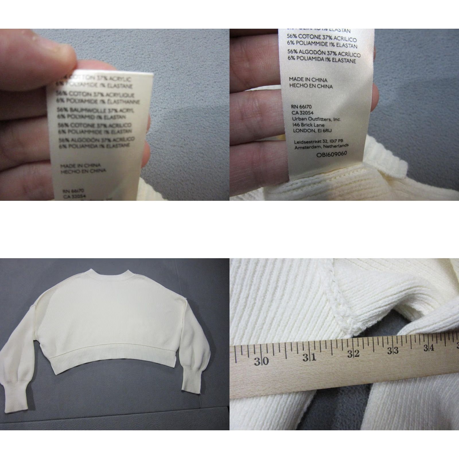 Free People Free People Sweater Womens Large White Oversize Cropped Balloon Sleeve Pullover Size L / US 10 / IT 46 - 8 Thumbnail