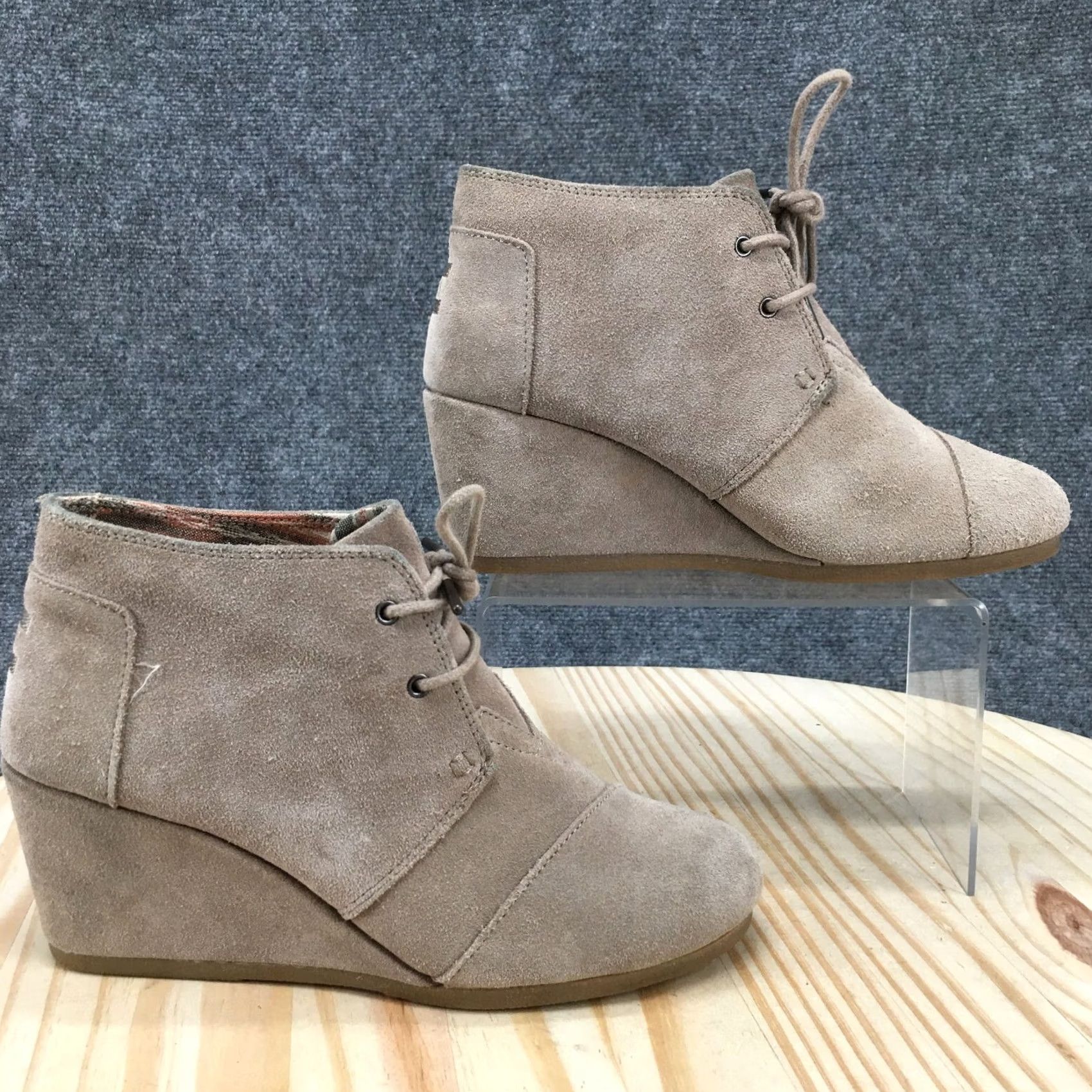 Toms Toms Boots Womens 9 Desert Brown Lace Up Ankle Wedge Heels Comfort Desert Boots Womens 9 Brown Slips User? Size M / US 6-8 / IT 42-44 - 2 Thumbnail