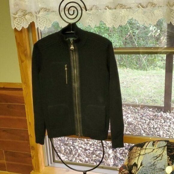 Ralph Lauren Ralph Lauren Black Full Zip w/ Leather Embellishments Sweate Size S / US 4 / IT 40 - 1 Thumbnail