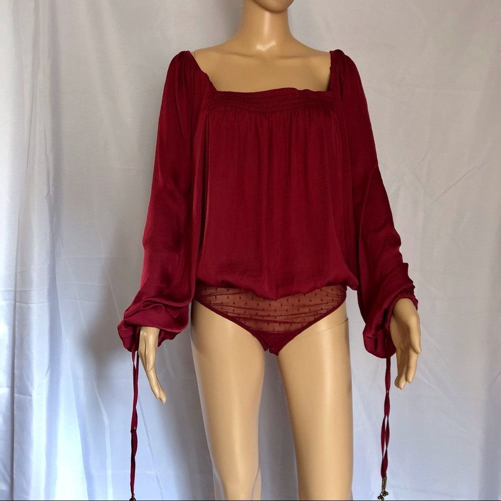 Free People NWT $68 New Free People Another Round Pomegranate Wine Top Size M / US 6-8 / IT 42-44 - 4 Thumbnail