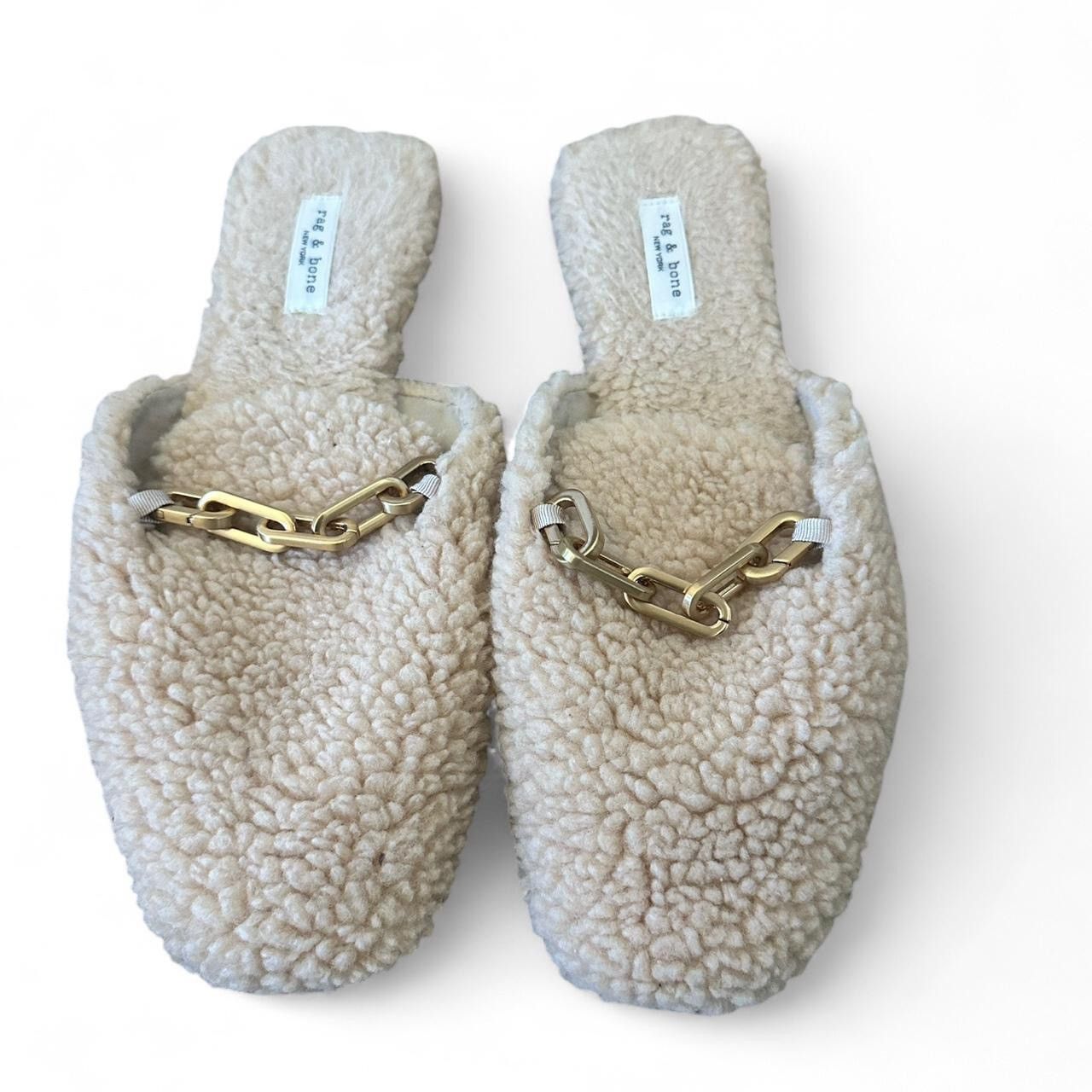 Rag & Bone RAG & BONE ESSEX FAUX SHEARLING SLIDES SHOES gold hardware Size US 10 / IT 40 - 5 Thumbnail