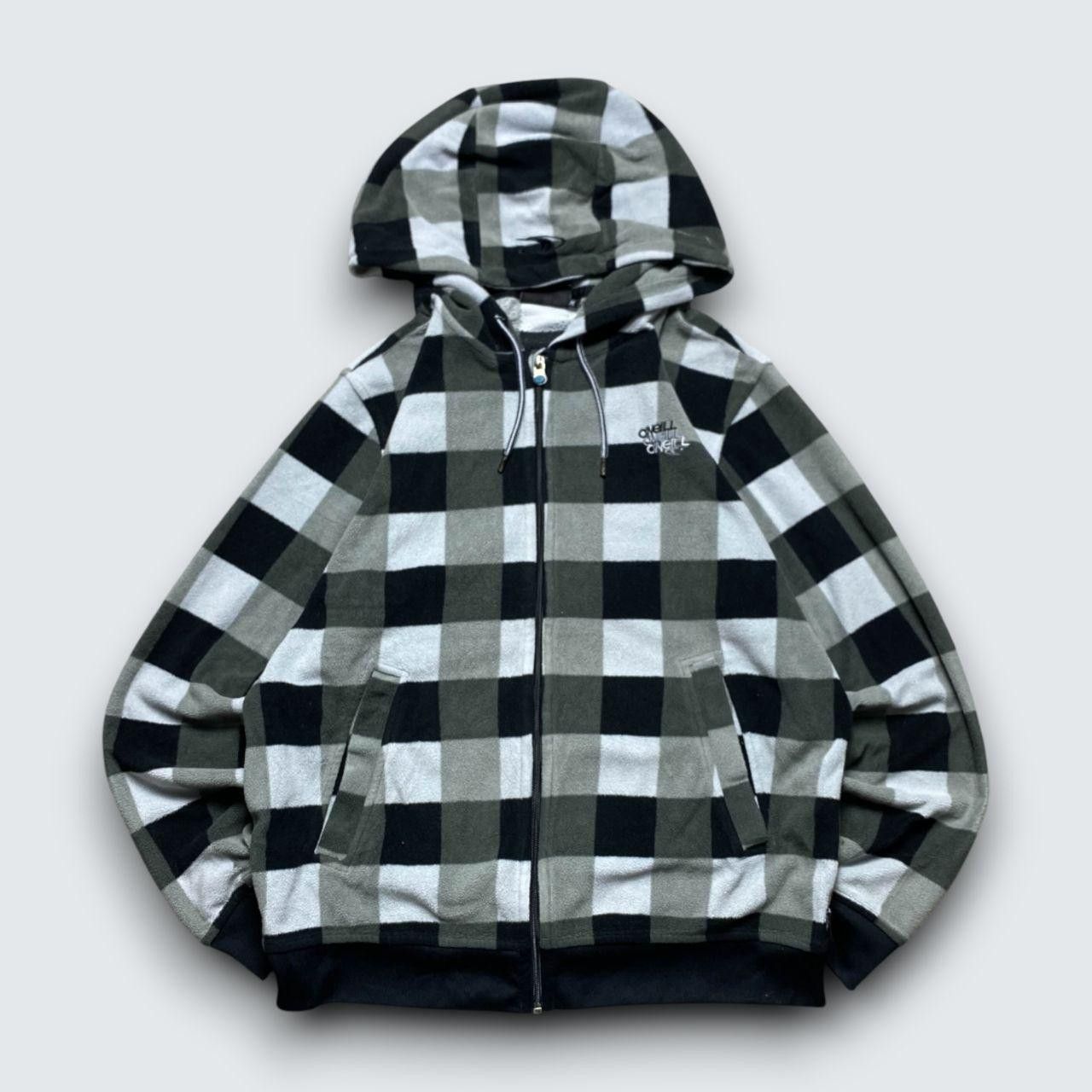 O'Neill 00s O'Neill Checkered Zip Fleece Hoodie Grey/Black M Size US M / EU 48-50 / 2 - 1 Thumbnail