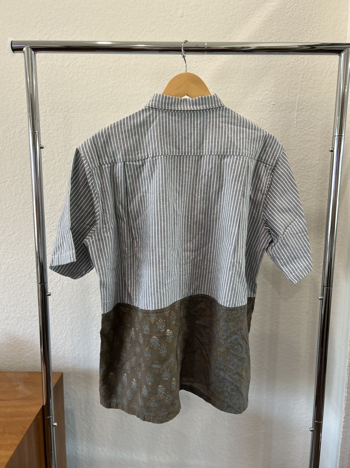 18 East BNWT Split SS BD Shirt Silt Indigo Turmeric Bagru Block Size US L / EU 52-54 / 3 - 4 Thumbnail
