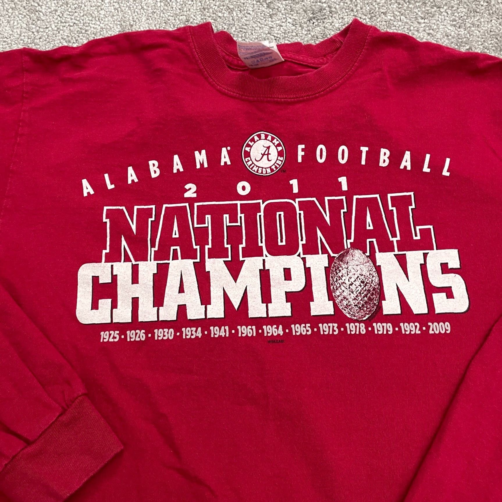Gildan Gildan Ultra Cotton Long Sleeve T-Shirt Mens Medium Red Alabama Crimson Tide Tee Size US M / EU 48-50 / 2 - 4 Thumbnail