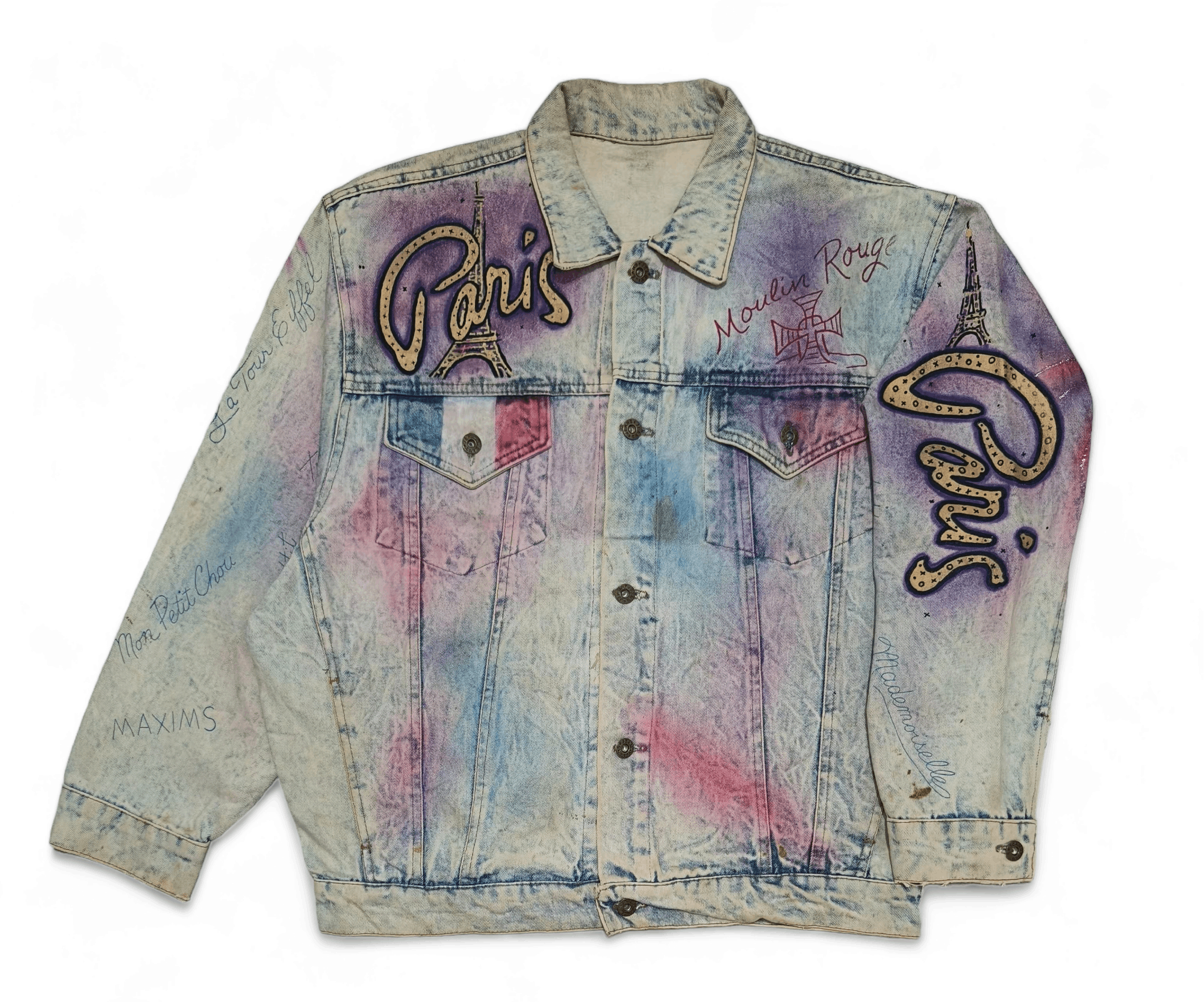 Designer Vintage 80s "T. Alamo" Style Inspired PARIS Denim Jacket Size US L / EU 52-54 / 3 - 4 Thumbnail