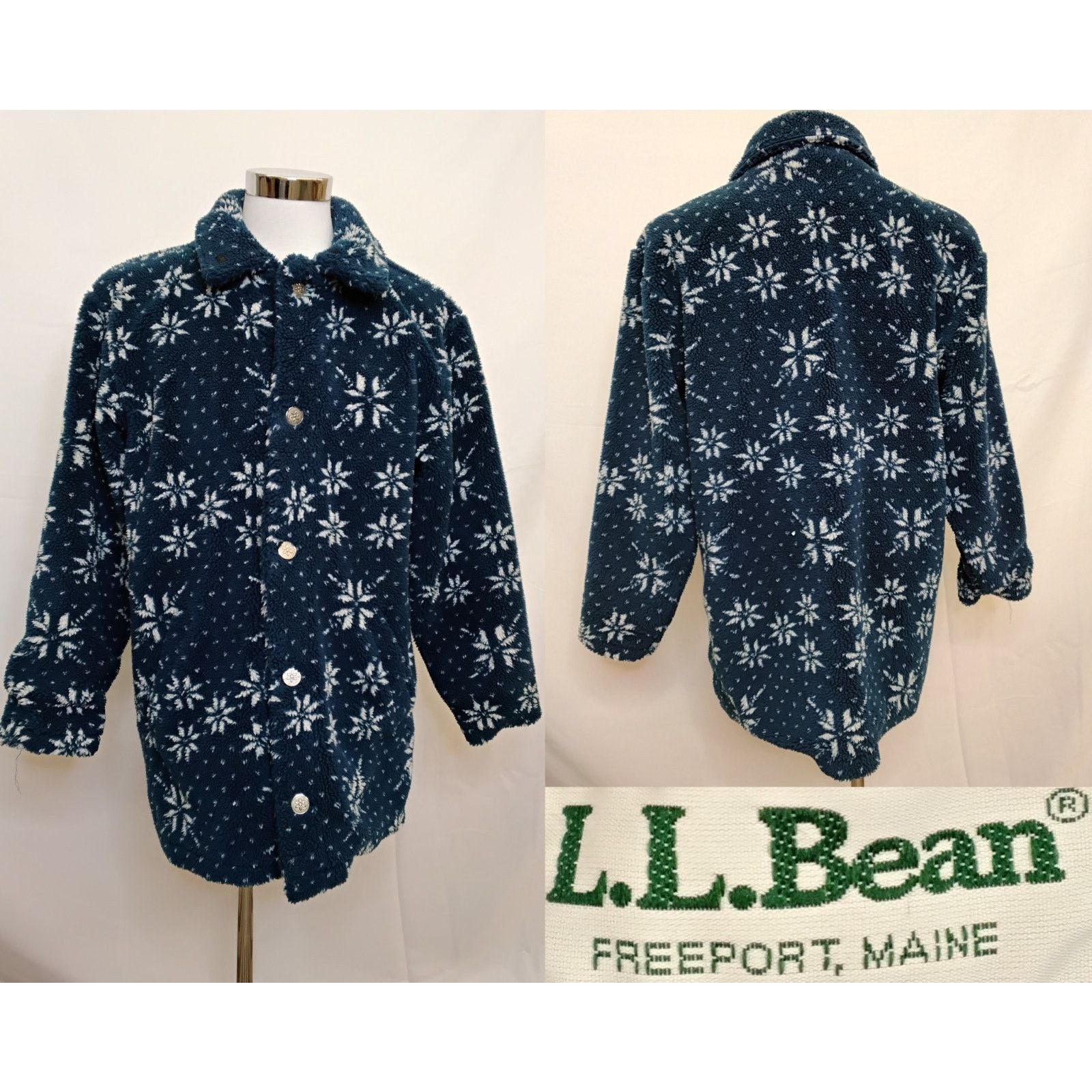 L.L. Bean L.L. Bean Deep Pile Coat Men's M Tall Blue Snowflake VTG 80s Size US M / EU 48-50 / 2 - 1 Thumbnail
