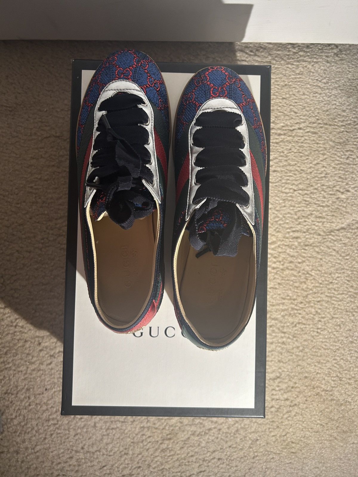 Gucci Gucci Metallic Lurex GG Web Falacer Sneakers Size US 8 / IT 38 - 2 Thumbnail