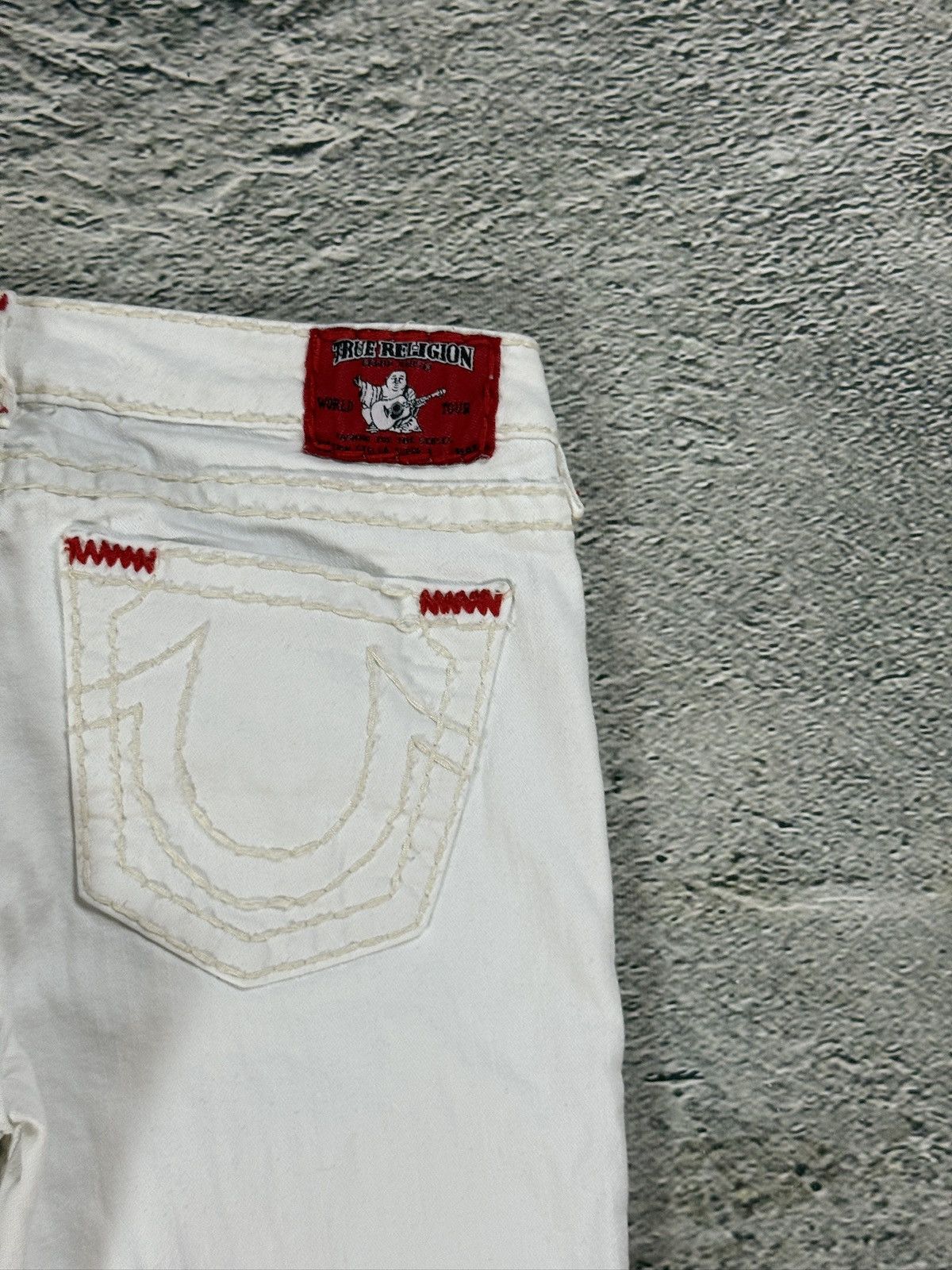 True Religion True Religion vintage white jeans slim Stella red stitching Size 31" - 4 Thumbnail