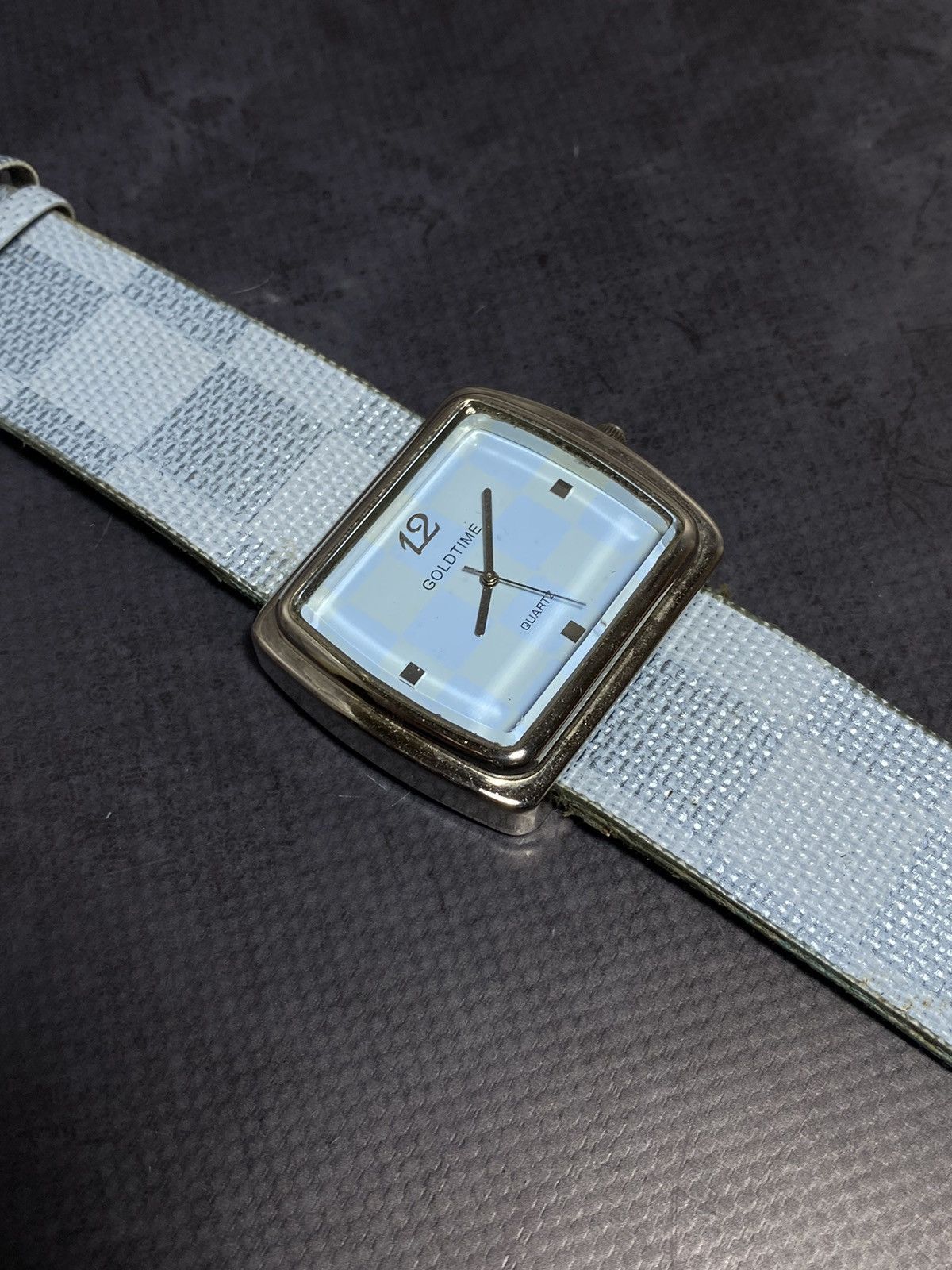 Jewelry × Vintage Goldtime Square Quartz Watch Checkered Strap Vintage Size ONE SIZE - 11 Thumbnail