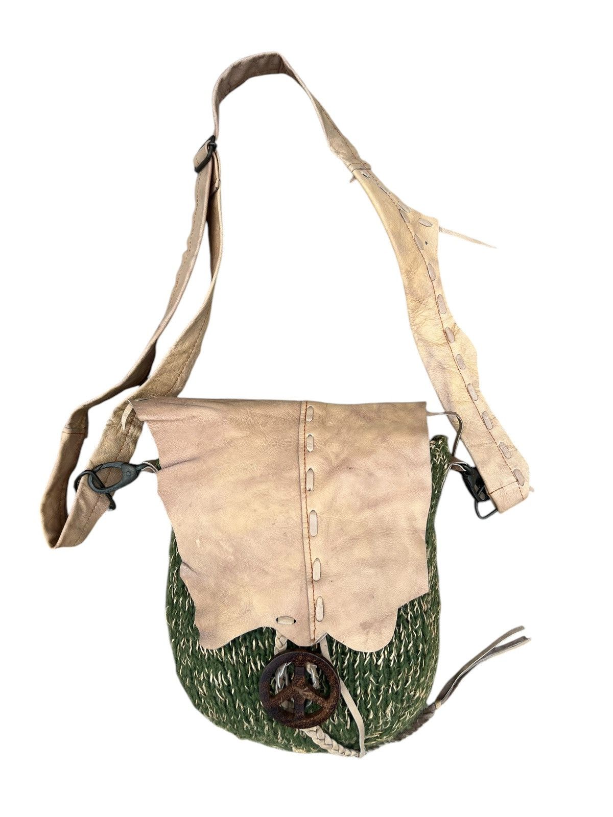 Leather Vintage Gohemp Gowest Japan Distress Patina Leather Wool Bag Size ONE SIZE - 6 Thumbnail