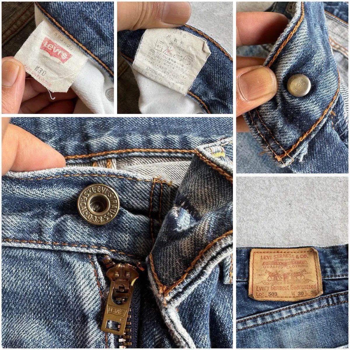 LVC CRAZY 🔥🔥 DISTRESSED DENIM 🧷 Vintage LEVI’S 503 Denim Pants Size US 29 - 22 Thumbnail