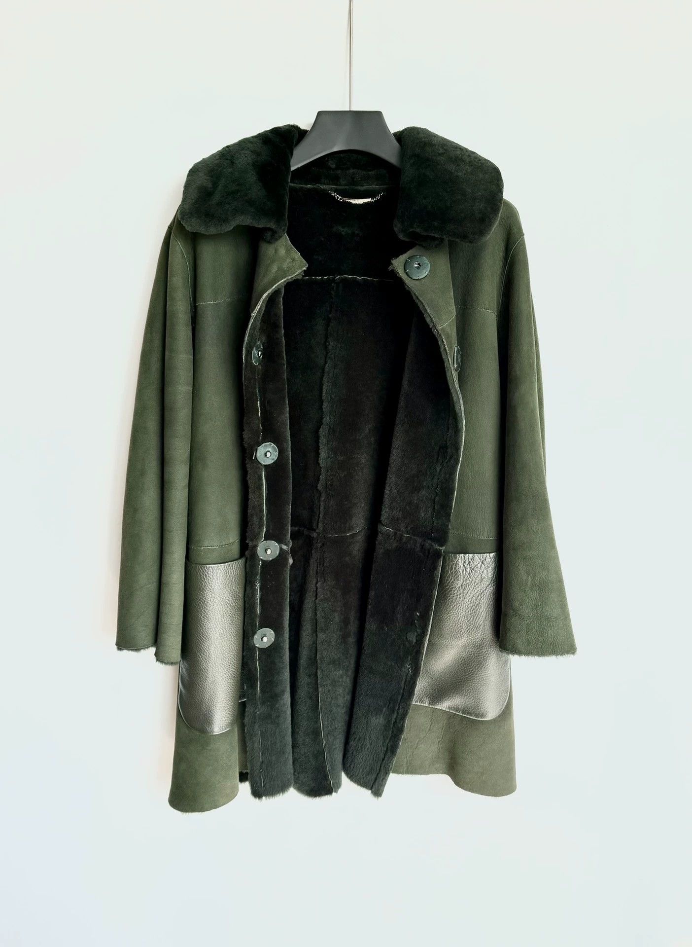 Dolce & Gabbana Dolce & Gabbana Green Shearling Leather Coat 44 Size L / US 10 / IT 46 - 2 Thumbnail