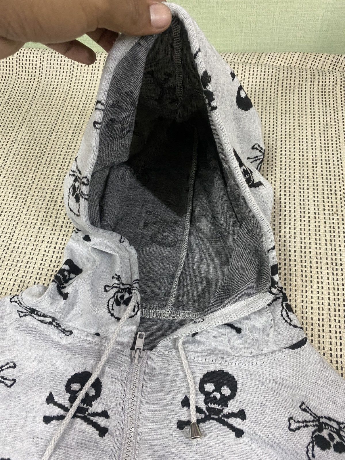 Japanese Brand Grey Skull Print Short Sleeve Hoodie very rare Size US M / EU 48-50 / 2 - 5 Thumbnail