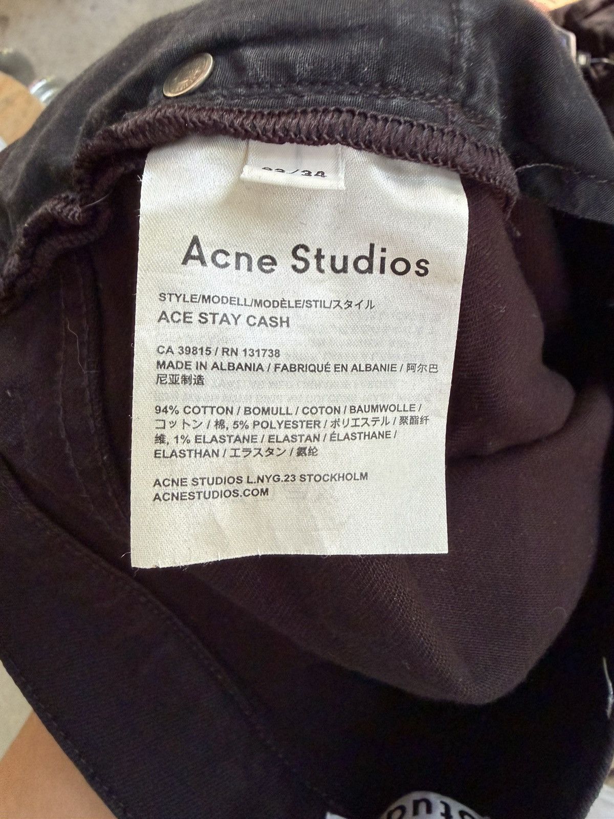Acne Studios Ace Stay Cash Black Denim Size US 33 - 5 Thumbnail