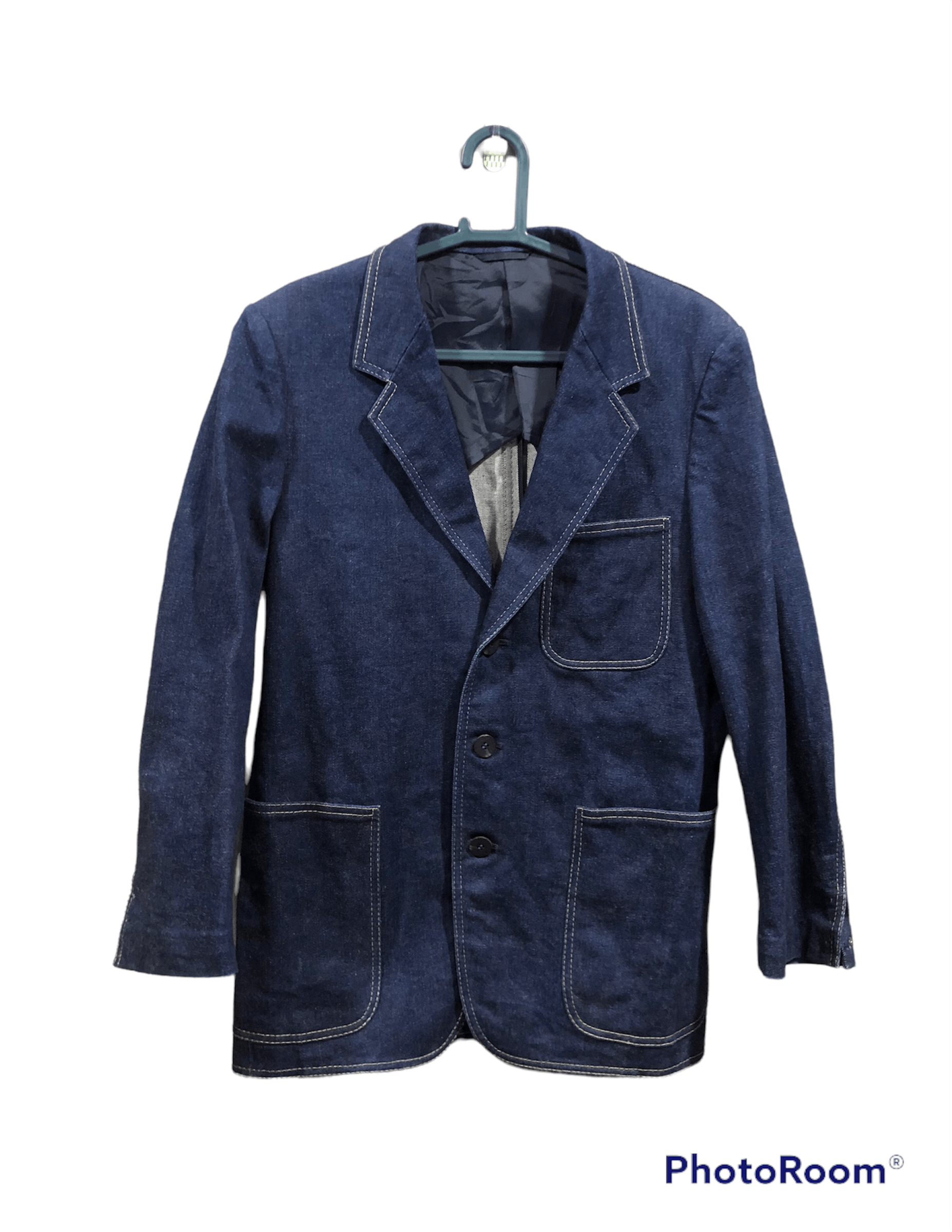 Vintage Custom Made Raw Denim Blazer Jacket