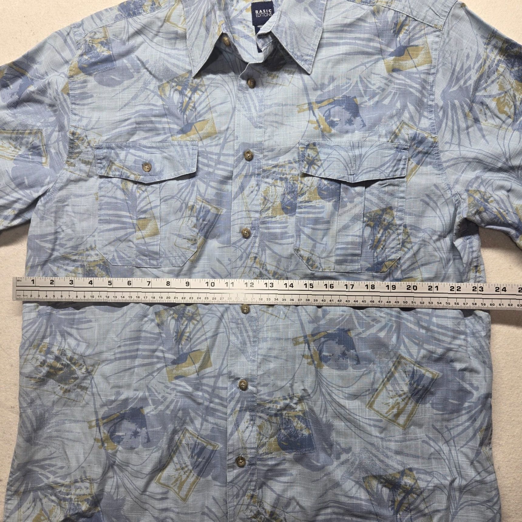 Basic Editions VINTAGE Basic Edition Shirt Casual Mens L Blue Palm Trees Vacation Hawaiian 90s? Size US L / EU 52-54 / 3 - 4 Thumbnail