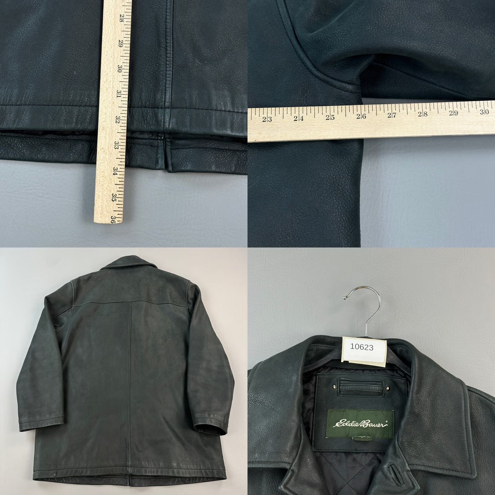 Eddie Bauer VINTAGE Eddie Bauer Jacket Mens Large Dark Gren Charcoal Leather Button Front Size US L / EU 52-54 / 3 - 9 Thumbnail