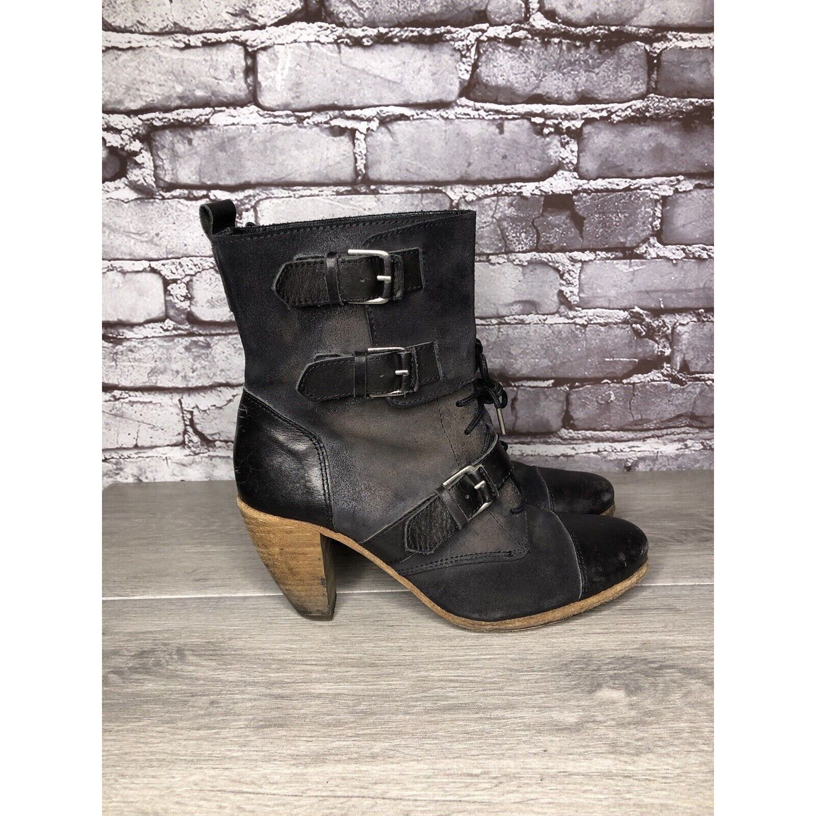 Allsaints AllSaints Spitalfields Jacks Place Black Leather Zip Heel St Size US 7.5 / IT 37.5 - 18 Thumbnail