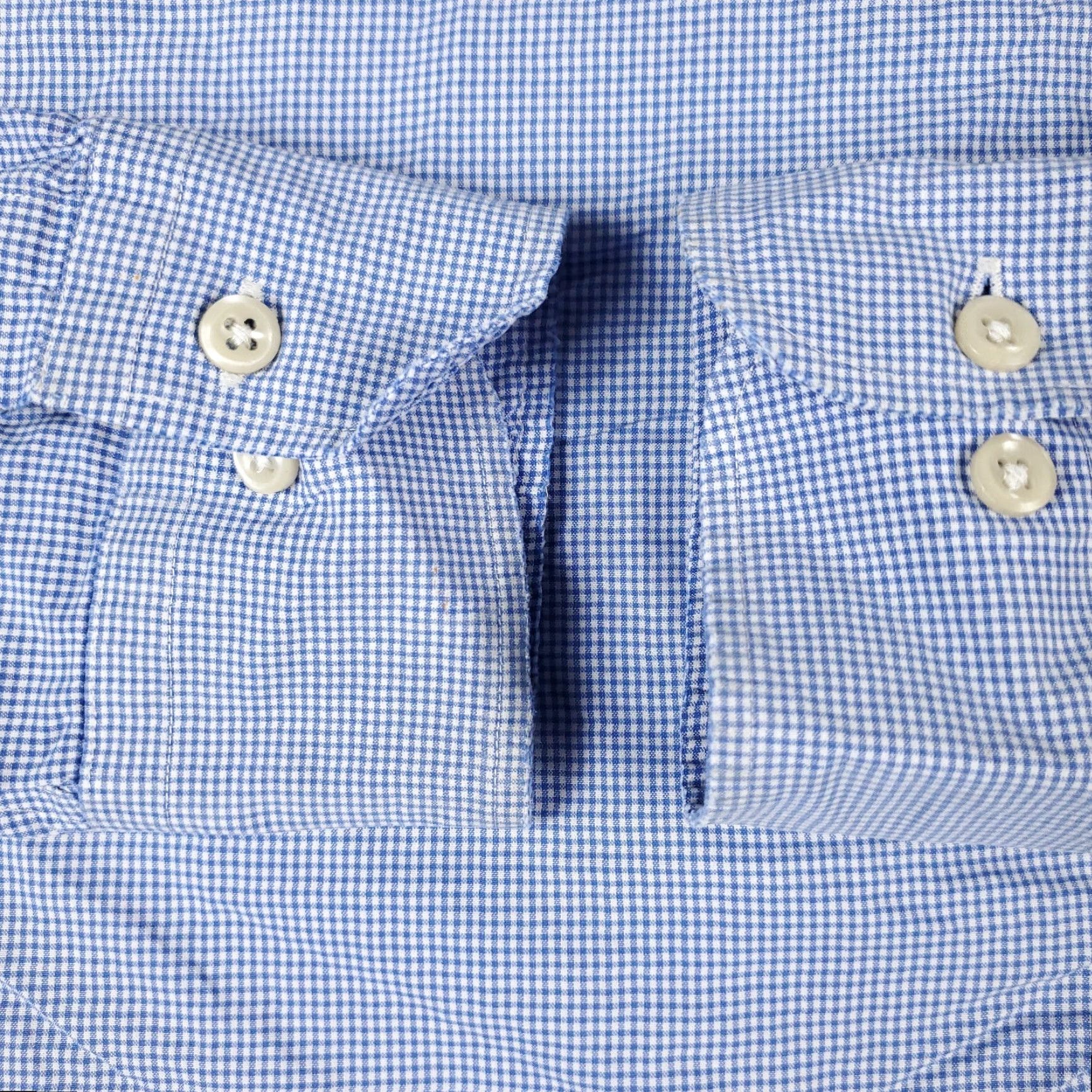 Ralph Lauren VINTAGE Ralph Lauren Shirt Mens 16.5 Blue Check Dress Button Up Long Sleeve Non-Iron Pockets 100% Cotton Regular Adult Mens Size 42R - 3 Thumbnail