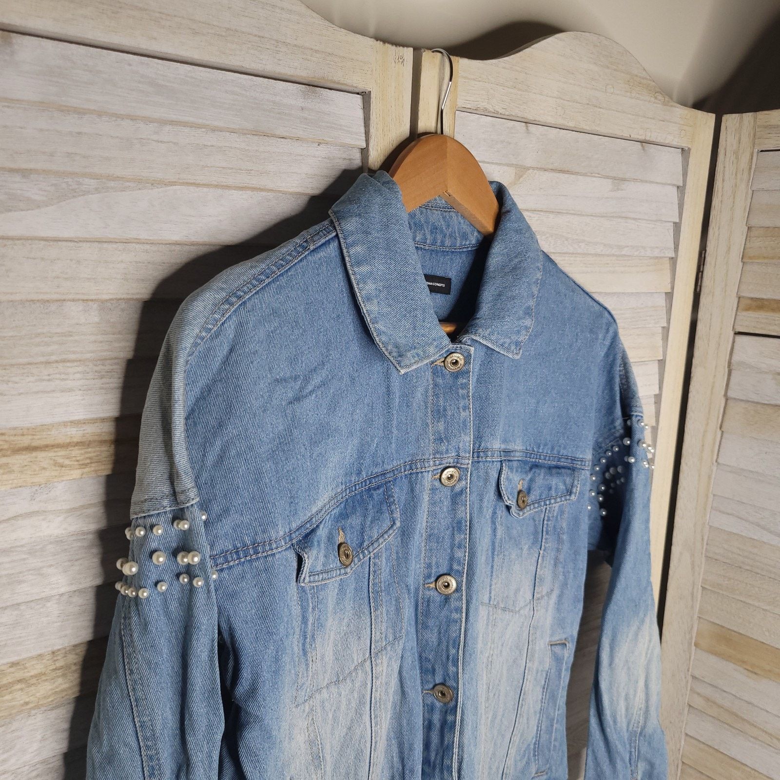 Other International Concepts Jean Jacket Beaded Womens XS Size XS / US 0-2 / IT 36-38 - 2 Thumbnail