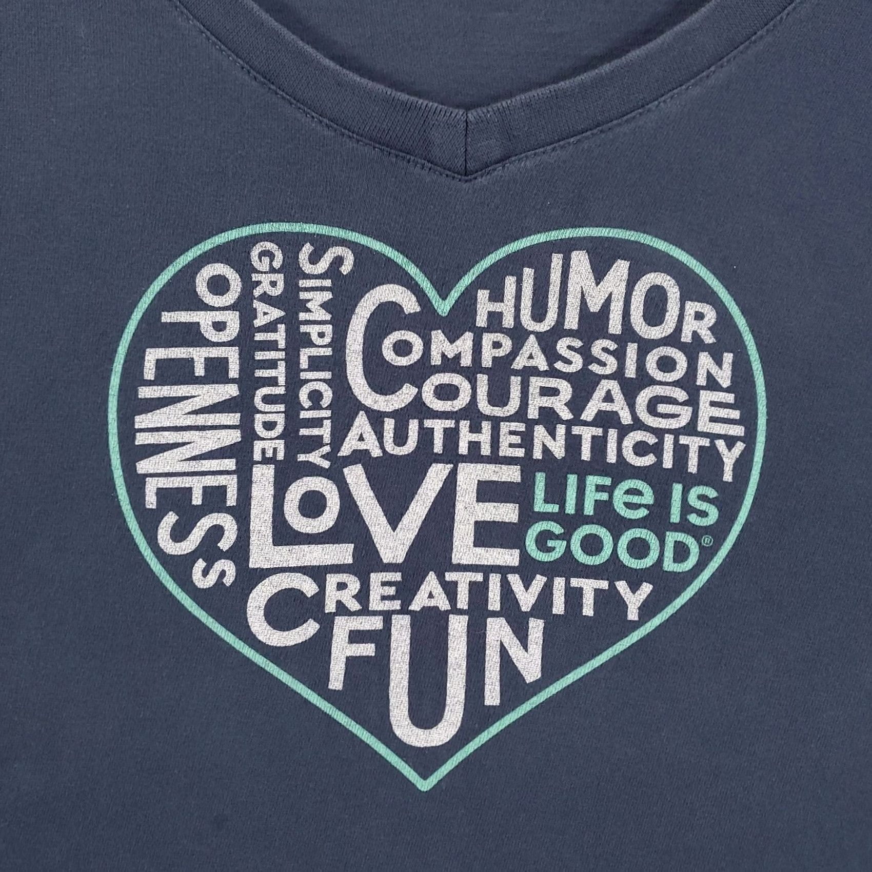Life is Good Life is Good Shirt Womens 3XL Navy Love Heart Word Cloud Scoop Neck Tee XXXL Size XXL / US 16-18 / IT 52-54 - 6 Thumbnail