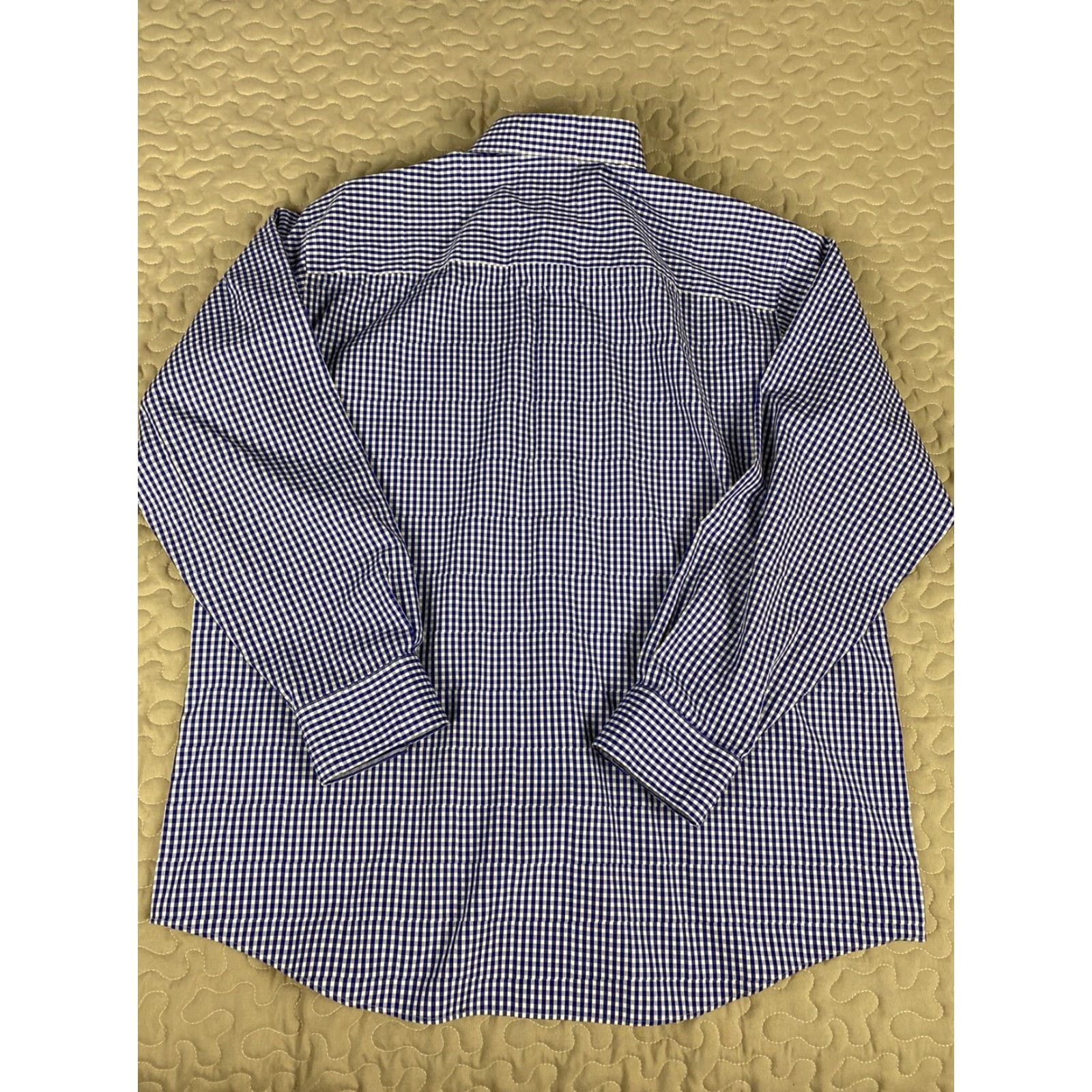 Kenneth Cole Kenneth Cole Reaction Dress Shirt XL 17.5 Blue Checkered Button Down Non Iron Mens Size 46R - 4 Thumbnail