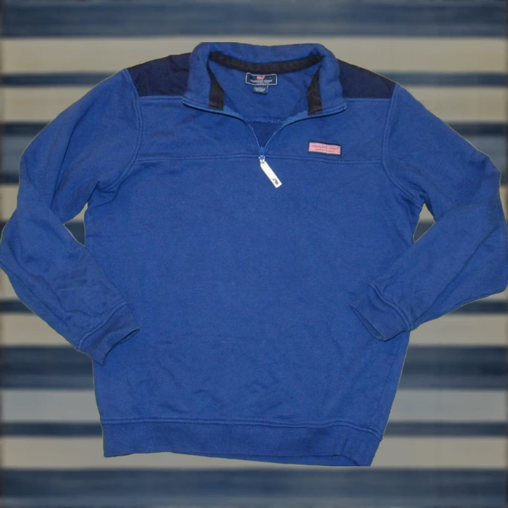 Vineyard Vines VINEYARD VINES Navy Blue Cotton 1/4 Zip Shep Sweater Medium M Shirt Mens Size US M / EU 48-50 / 2 - 1 Thumbnail
