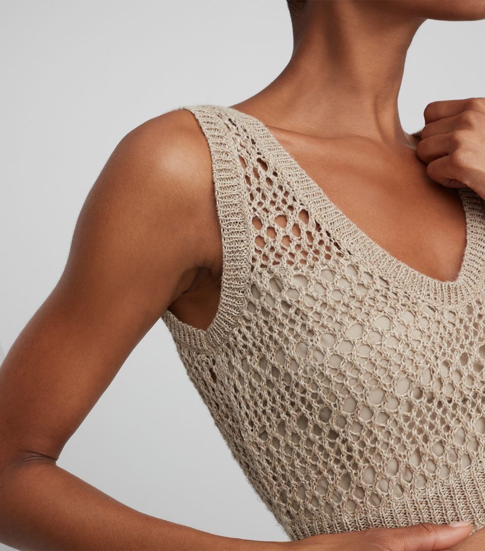 Brunello Cucinelli o1la1rc1a0425 Knitted Vest in Warm Beige Size S / US 4 / IT 40 - 4 Thumbnail